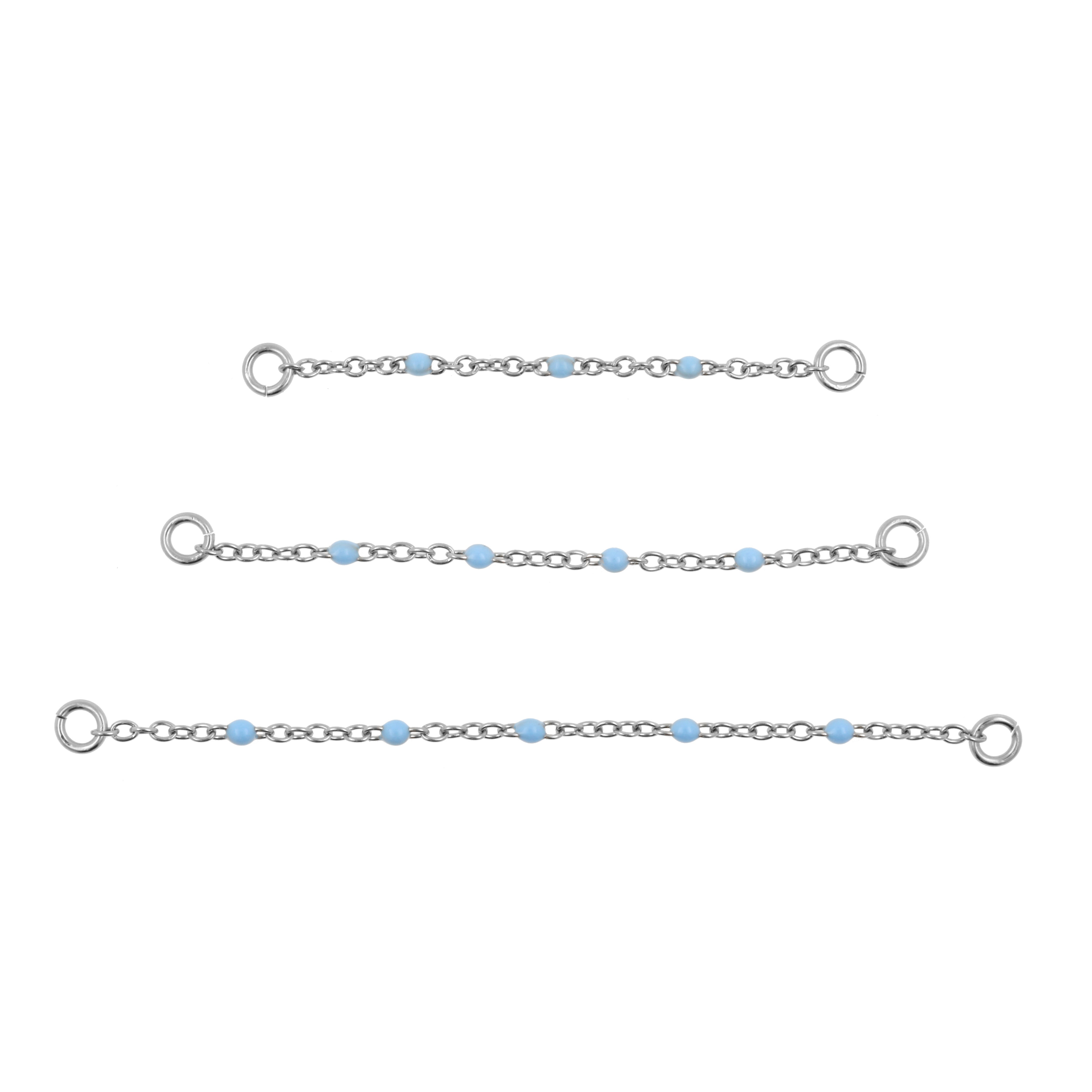 Surgical Steel Piercing Chain - Enamel Light Blue Sapphire