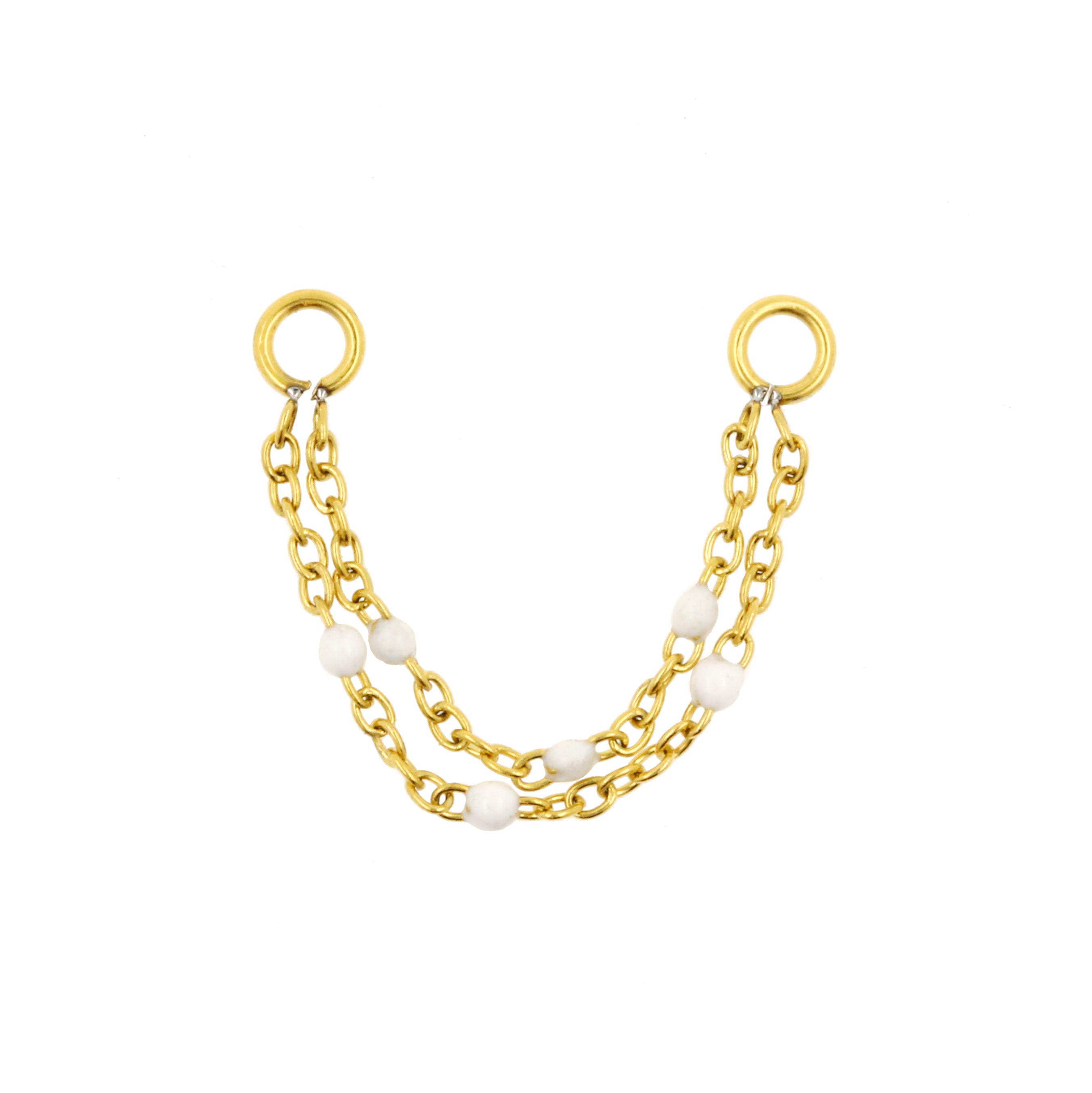 Surgical Steel Piercing Chain - Enamel Double Gold