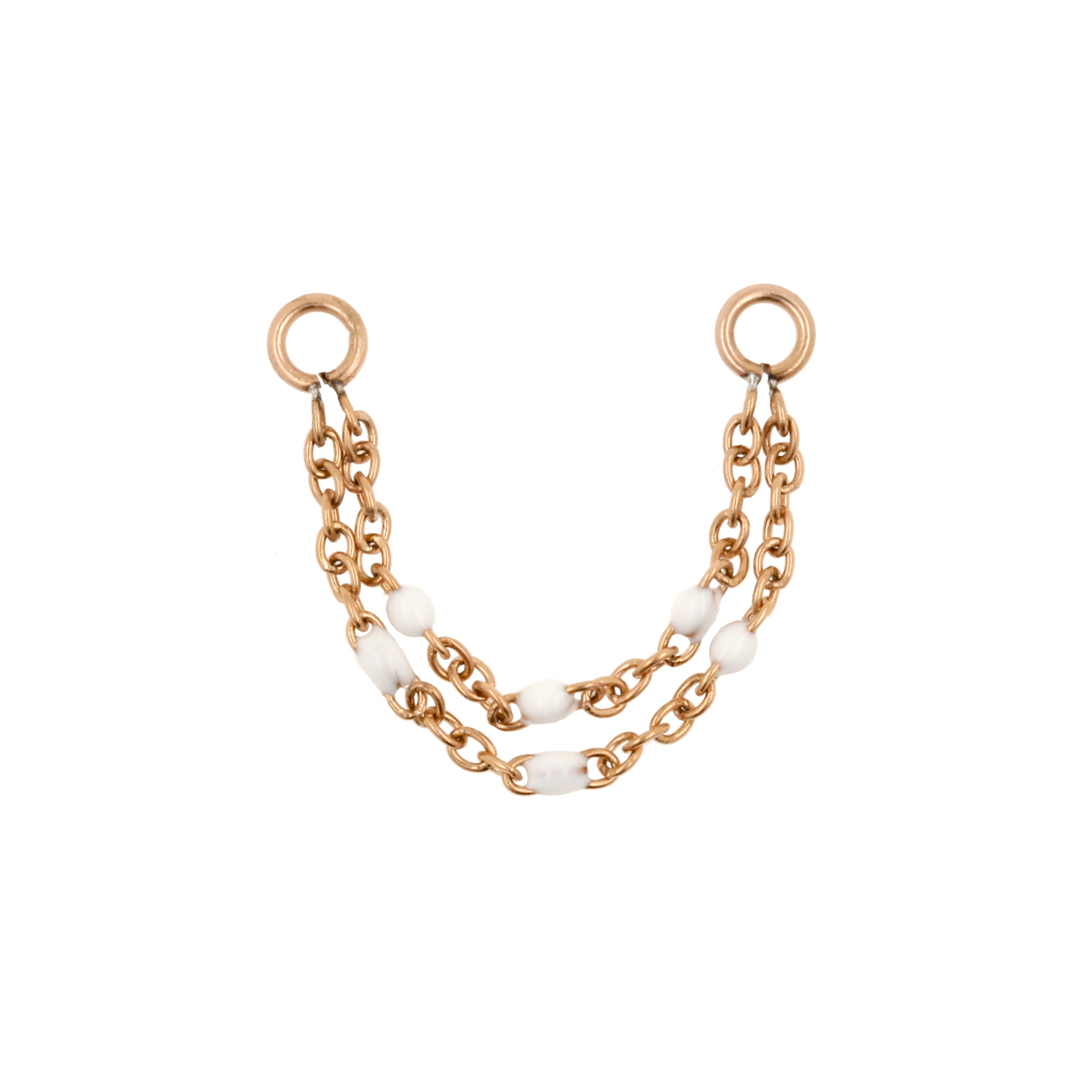 Surgical Steel Piercing Chain - Enamel Double Rose Gold