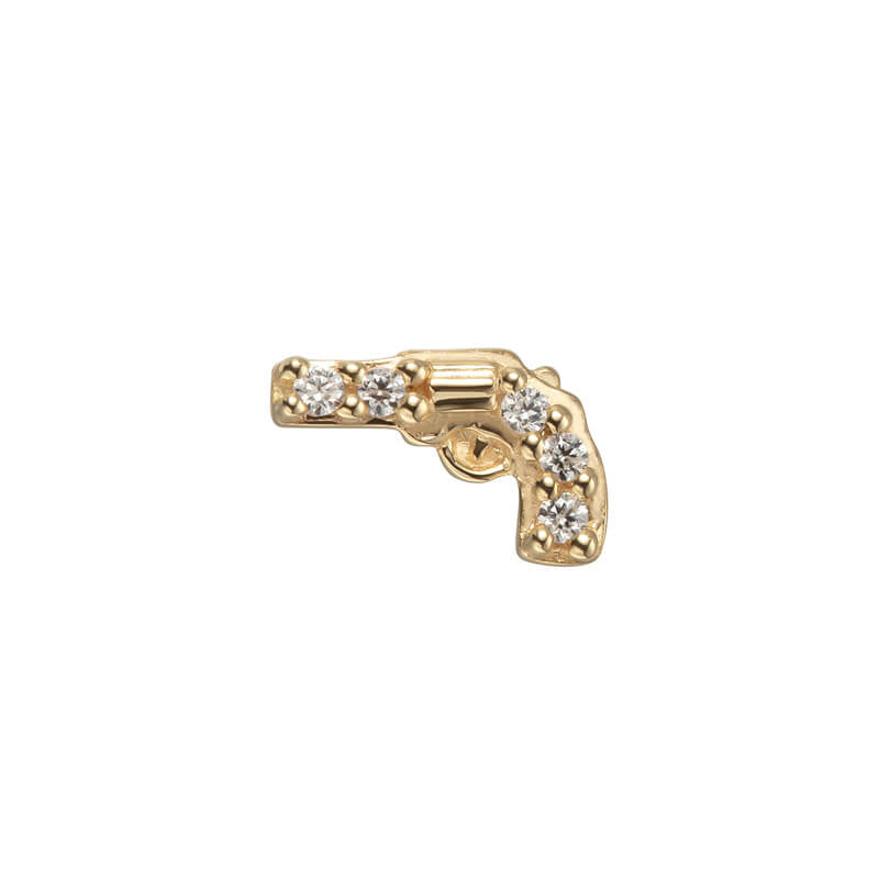 14 Karat Gold Pistol With Zirconia