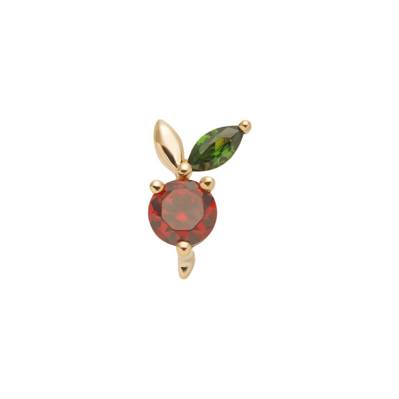 14 Karat Gold Apple With Zirconia Ruby