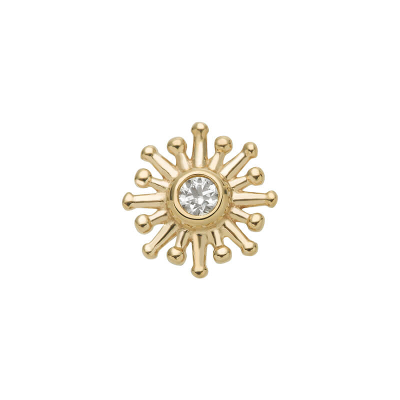 14 Karat Gold Dotted Sun With Zirconia