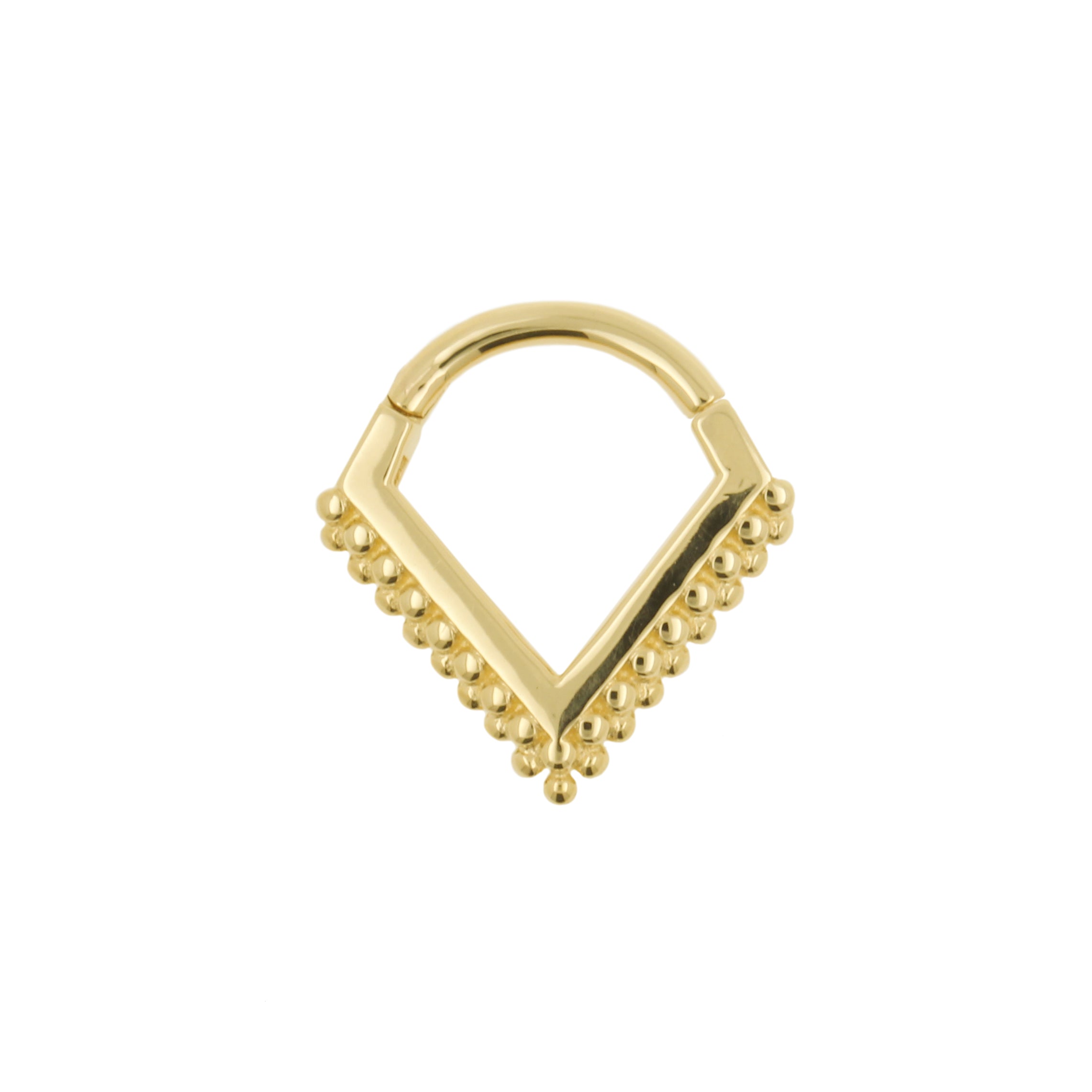 14 Karat Gold Click Ring With Dotted V