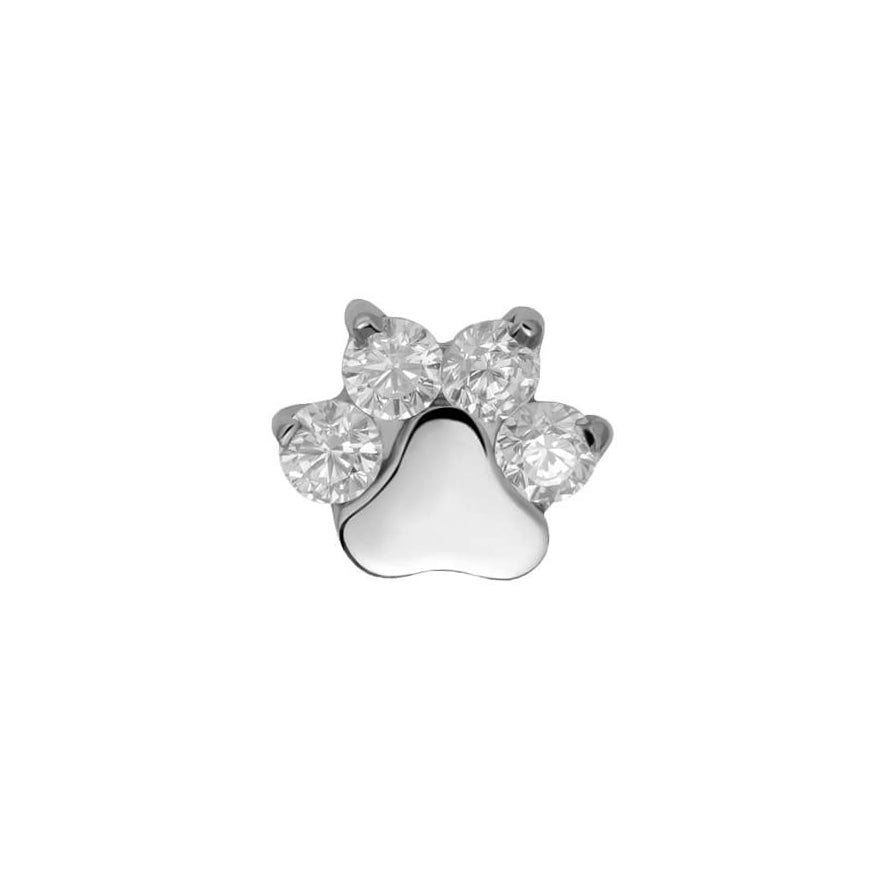 Titanium Zirconia Paw Print - Silver