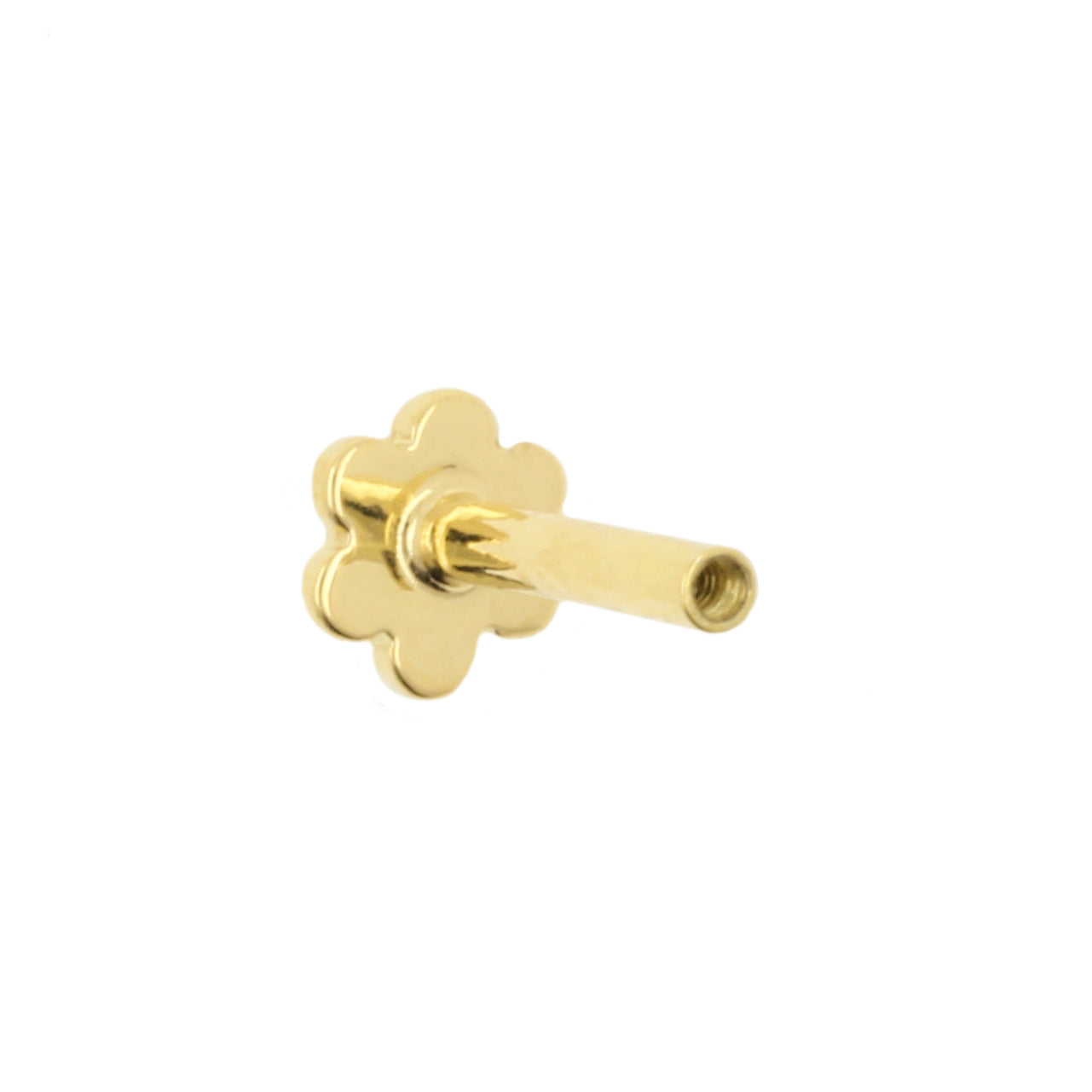 18 Karaats Gouden Labret Stud - 4 mm Bloem Disc