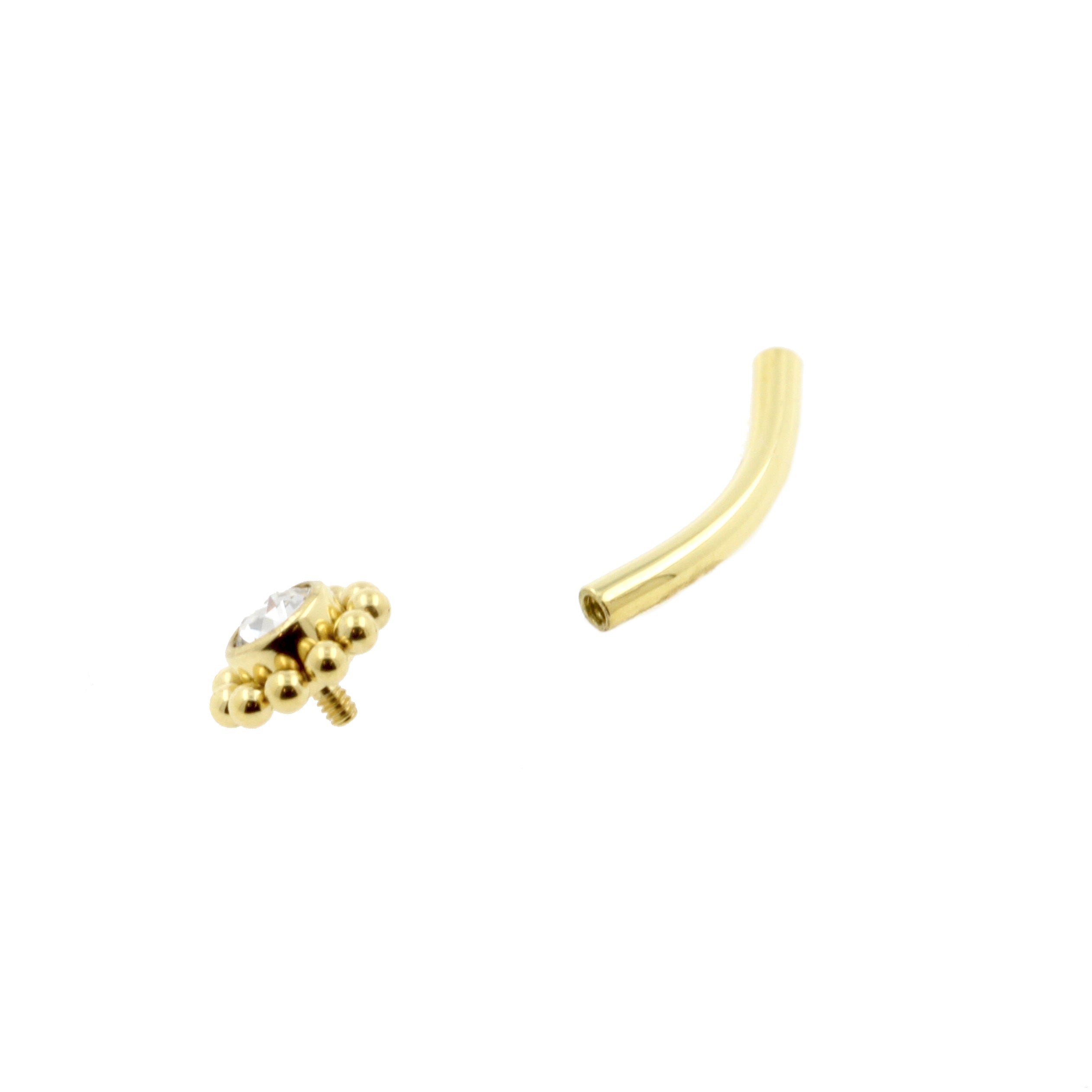 18 Karat Gold Curved Barbell Post