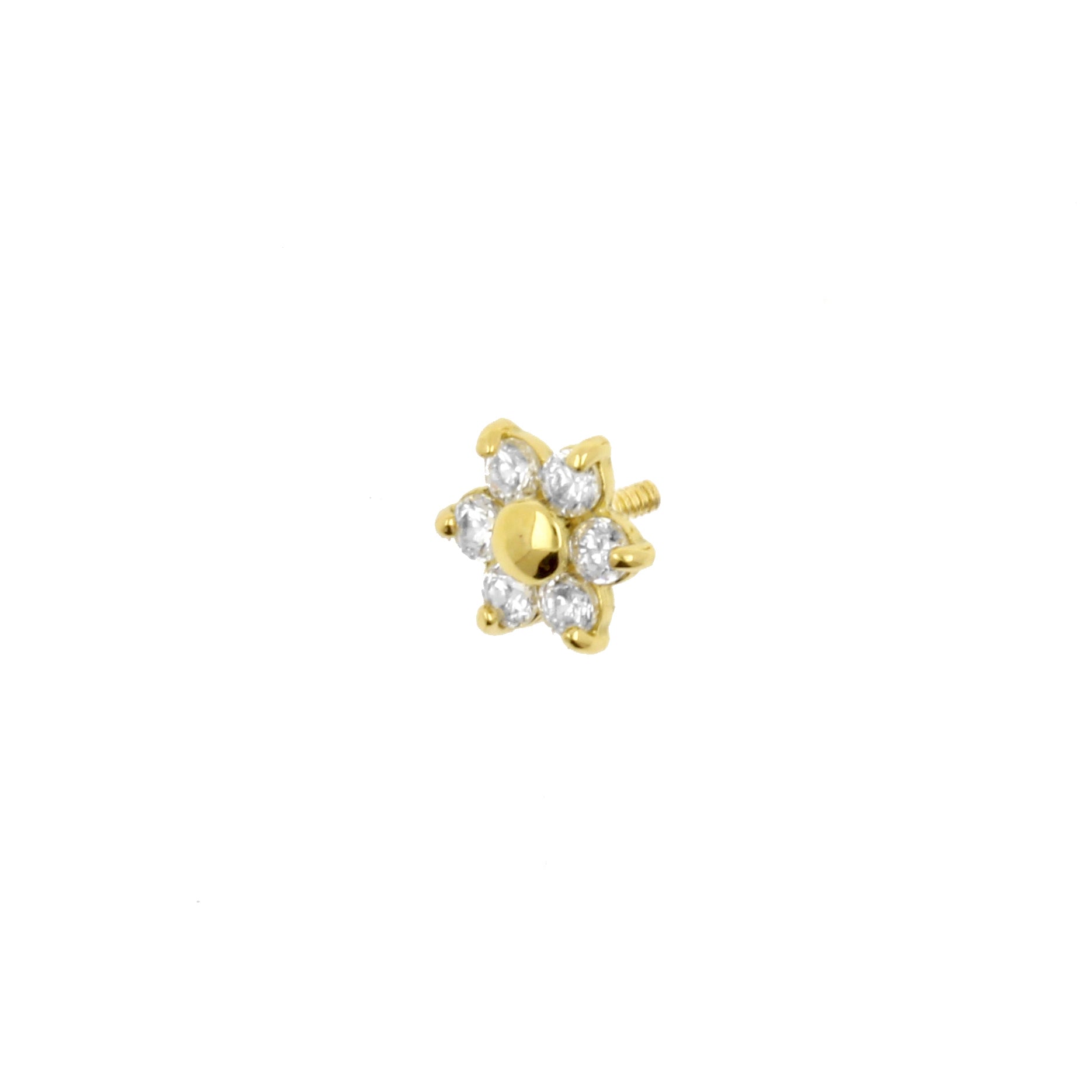 18 Karat Gold Zirconia Flower