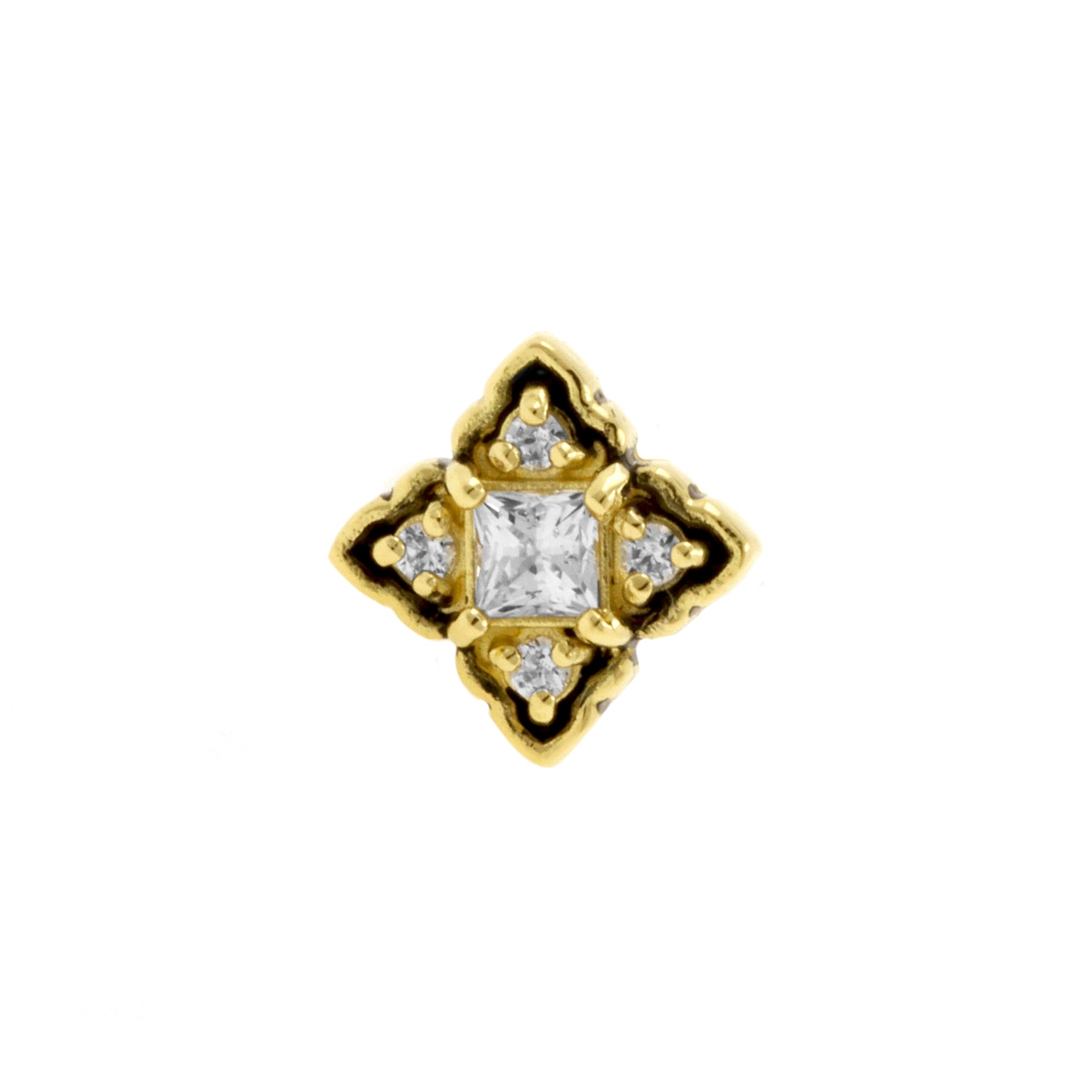 18 Karat Gold Zirconia Ornamental Square