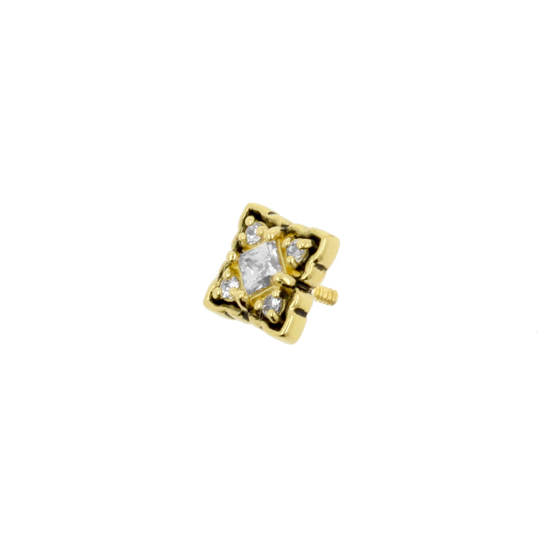 18 Karat Gold Zirconia Ornamental Square