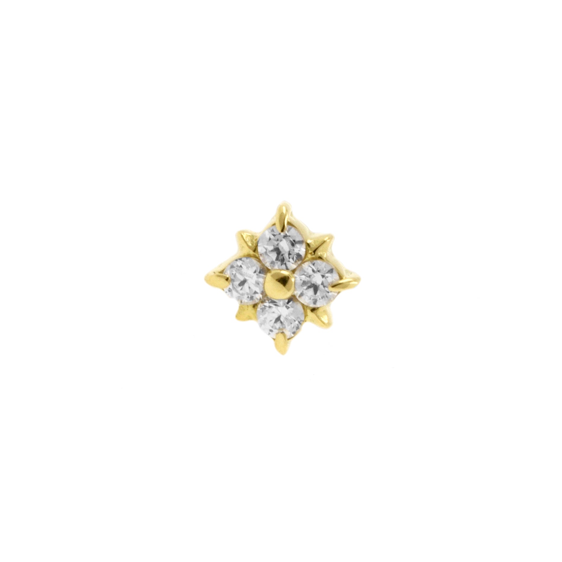 18 Karat Gold Zirconia Square Flower