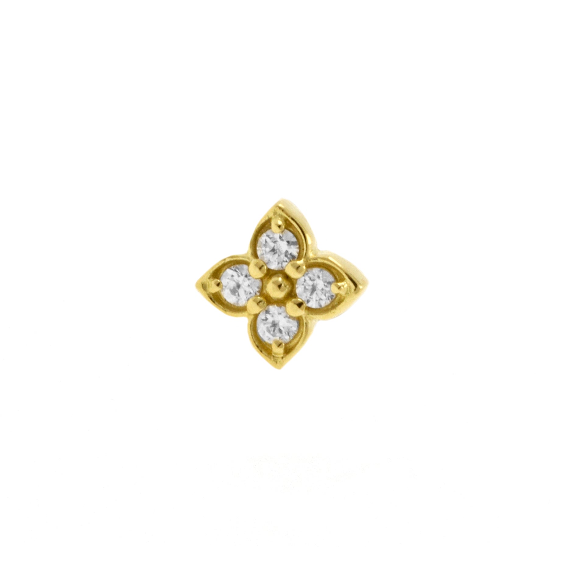 18 Karat Gold Zirconia Clover