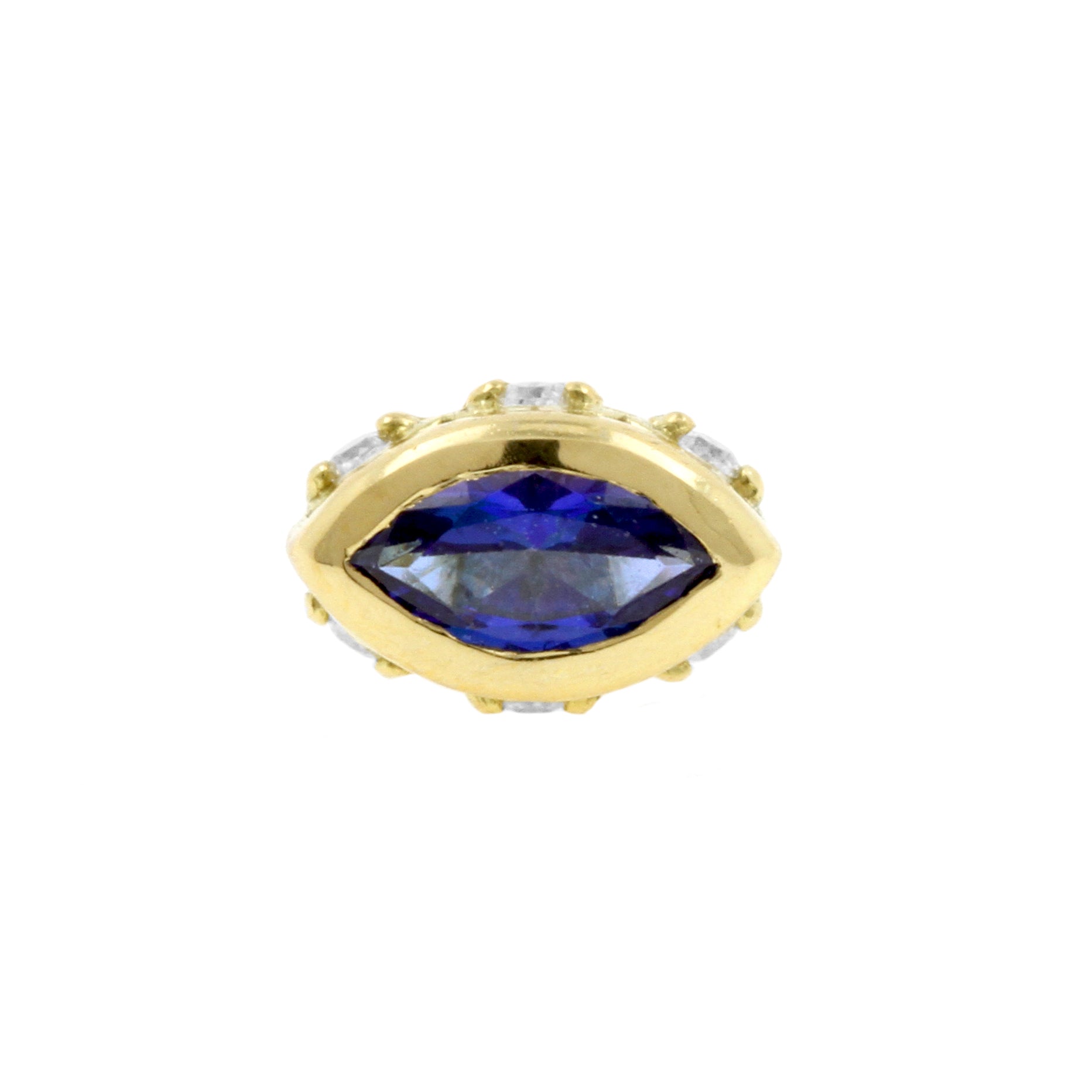 18 Karaats Gouden Zirkonia en Topaas Marquise Dark Blue