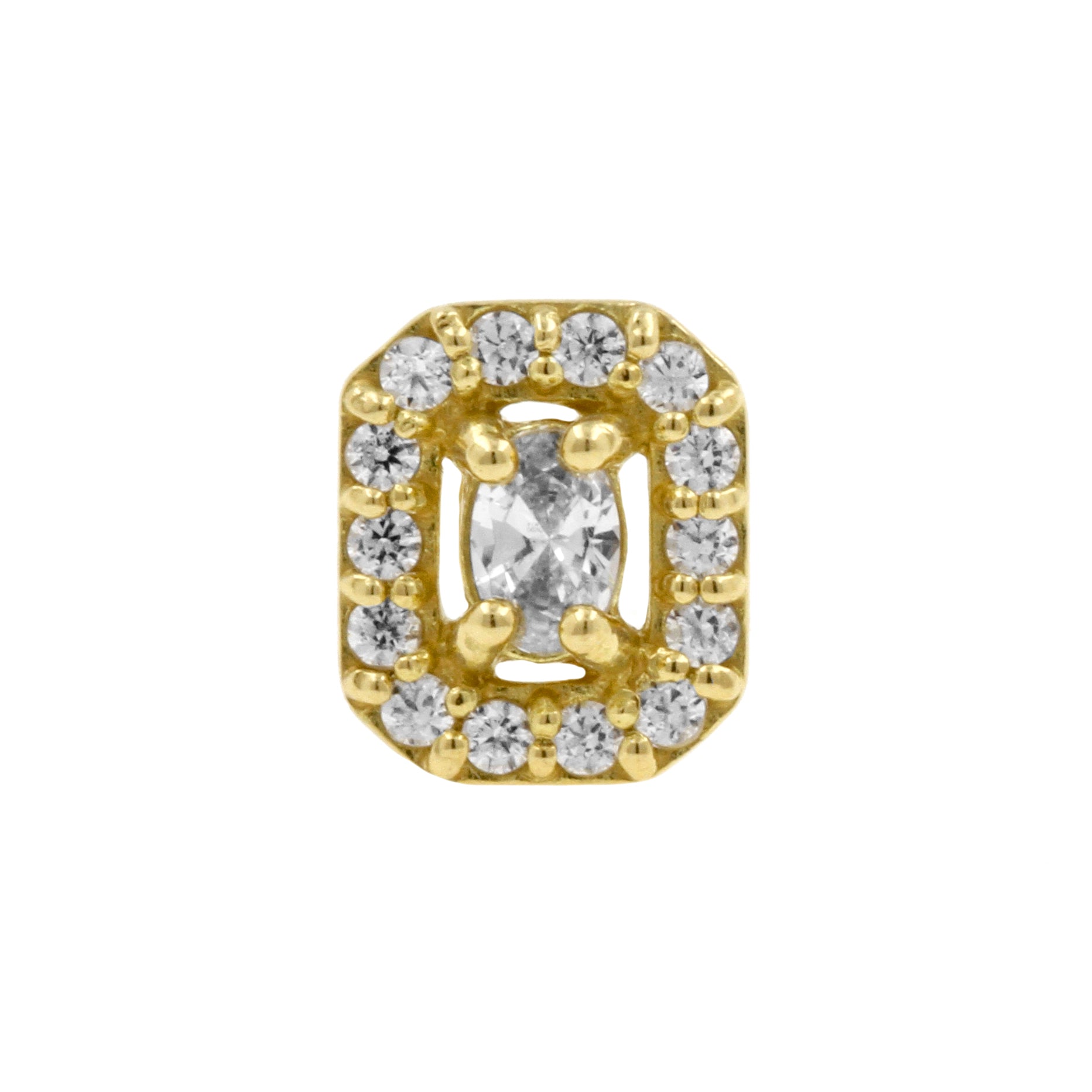 18 Karat Gold Zirconia Multi Rectangle