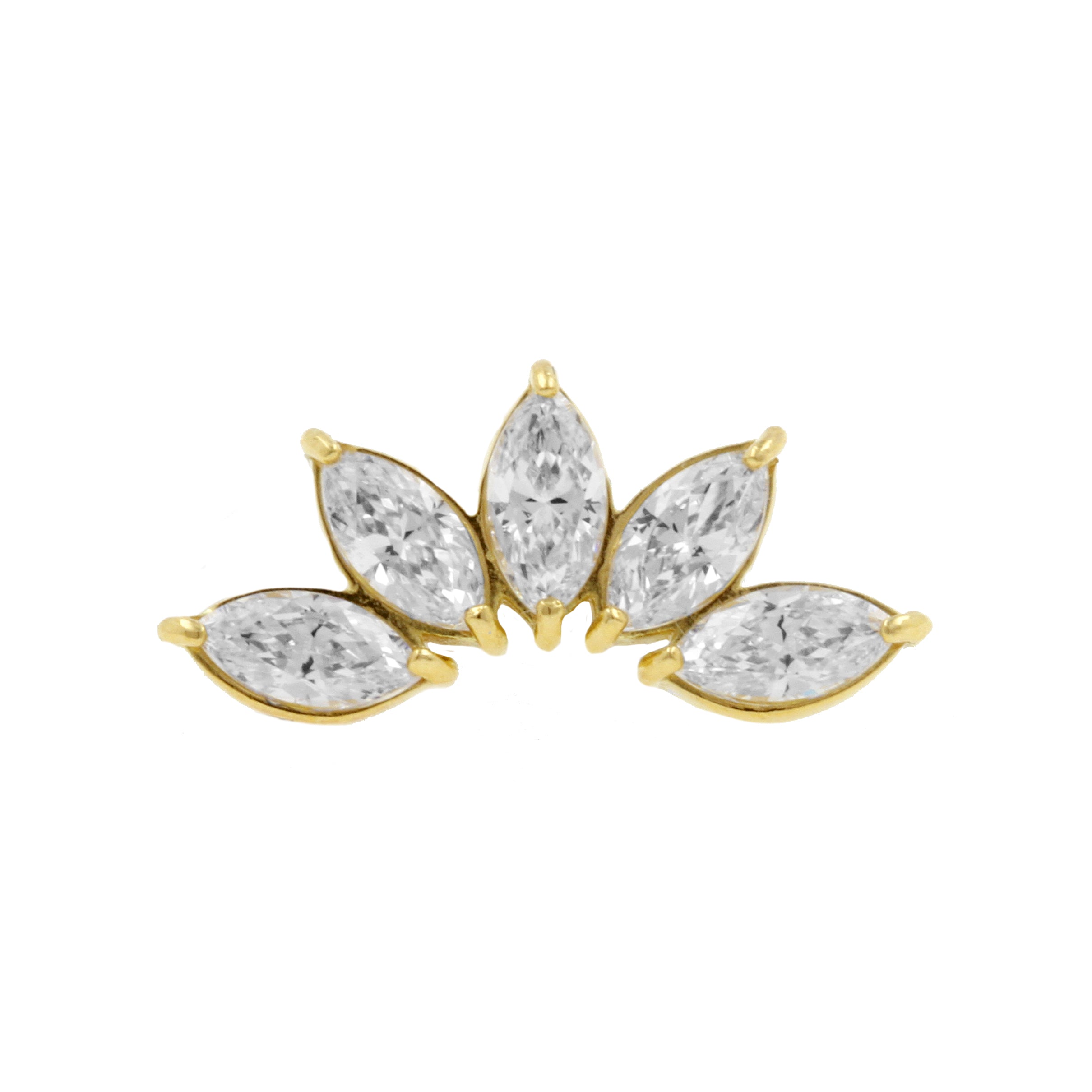 18 Karat Gold Zirconia Marquise Flower