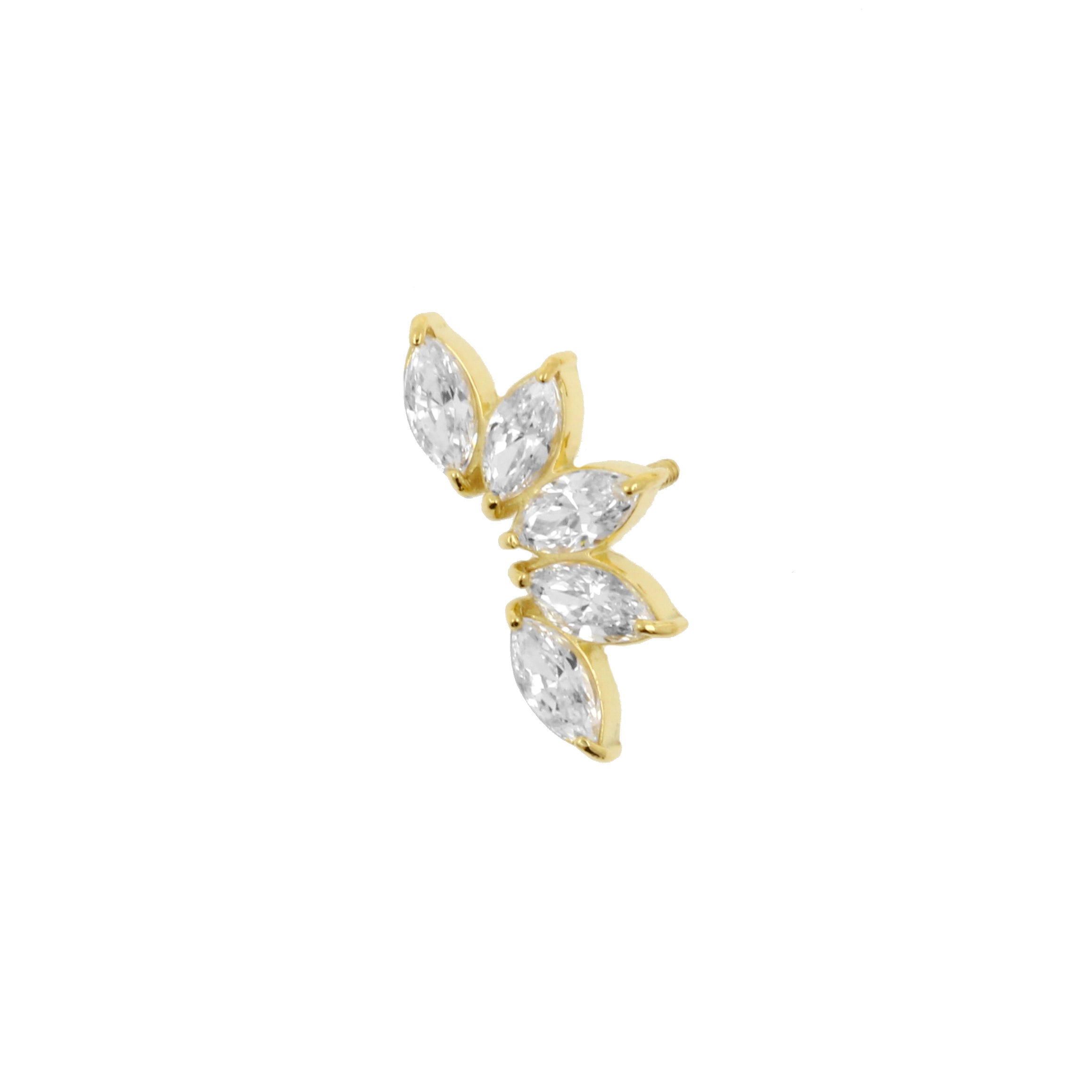 18 Karat Gold Zirconia Marquise Flower