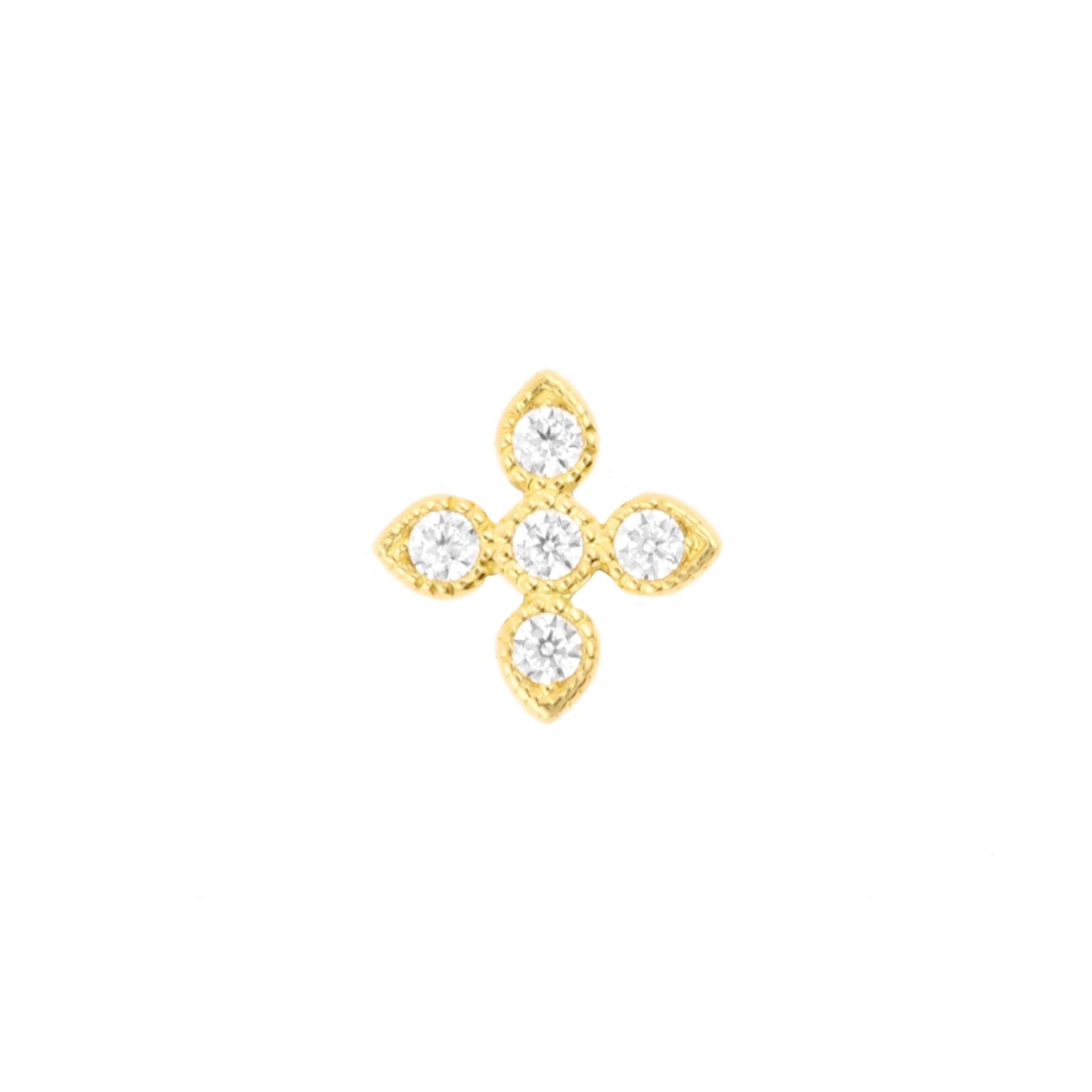 18 Karat Gold Zirconia Vintage Cross