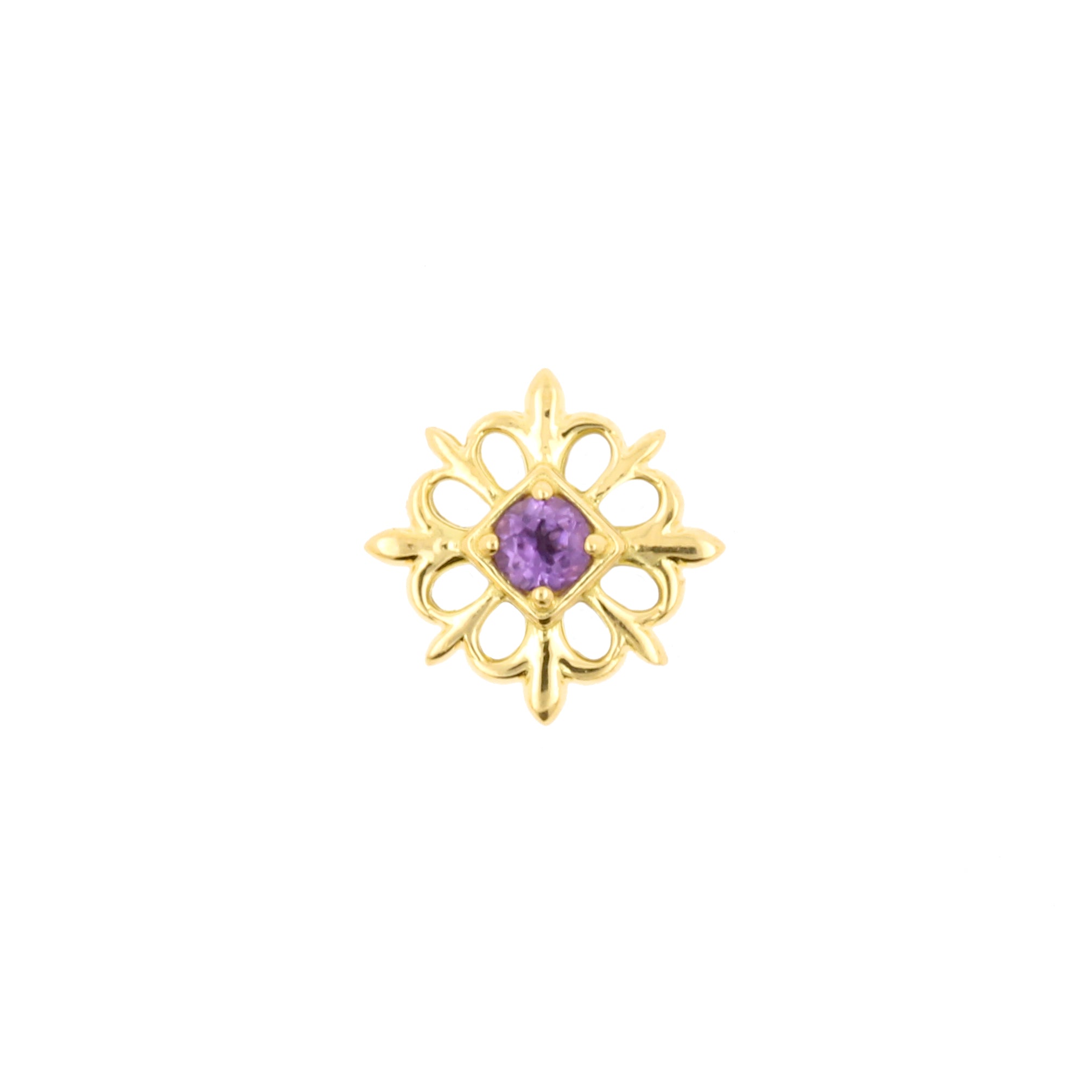 18 Karat Gold Amethyst Square Rose