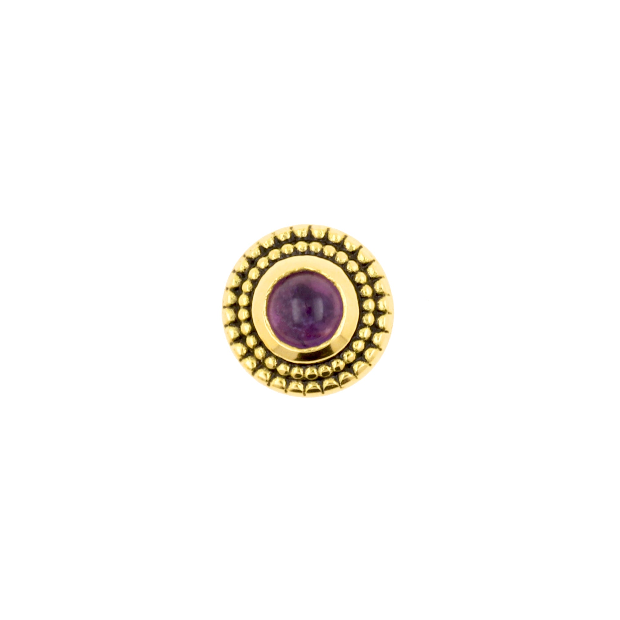 18 Karat Gold Amethyst Cabochon Vintage Dots