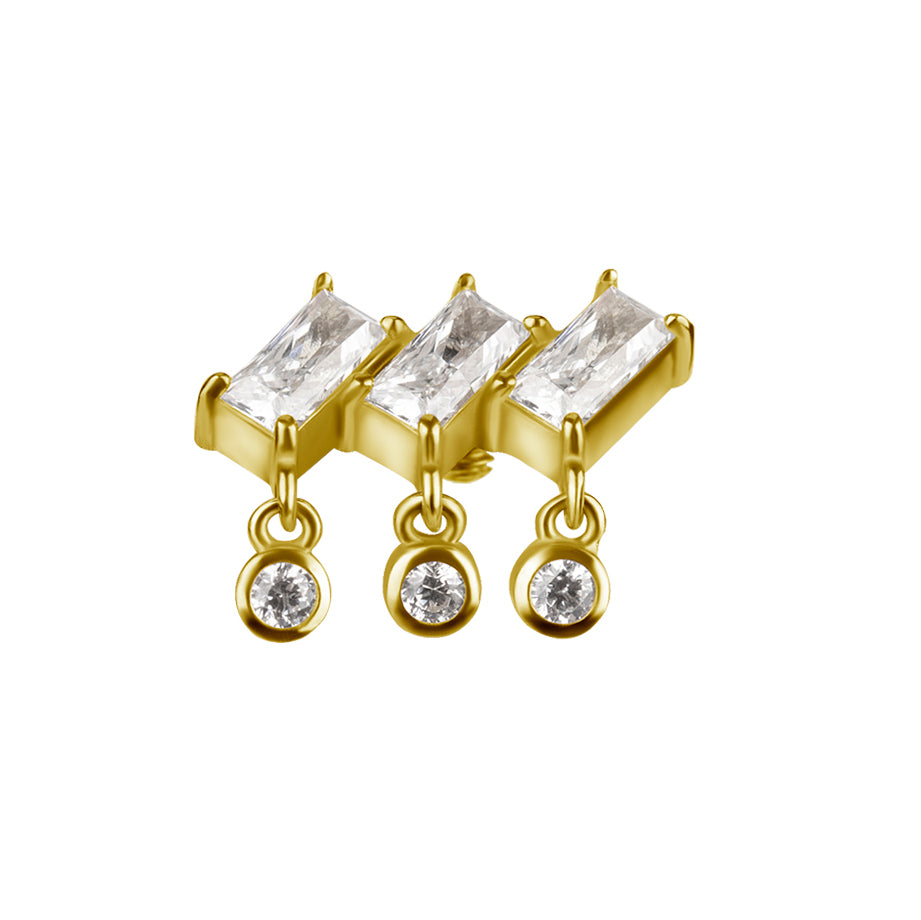 18 Karat Gold Zirconia Danlged Triplet