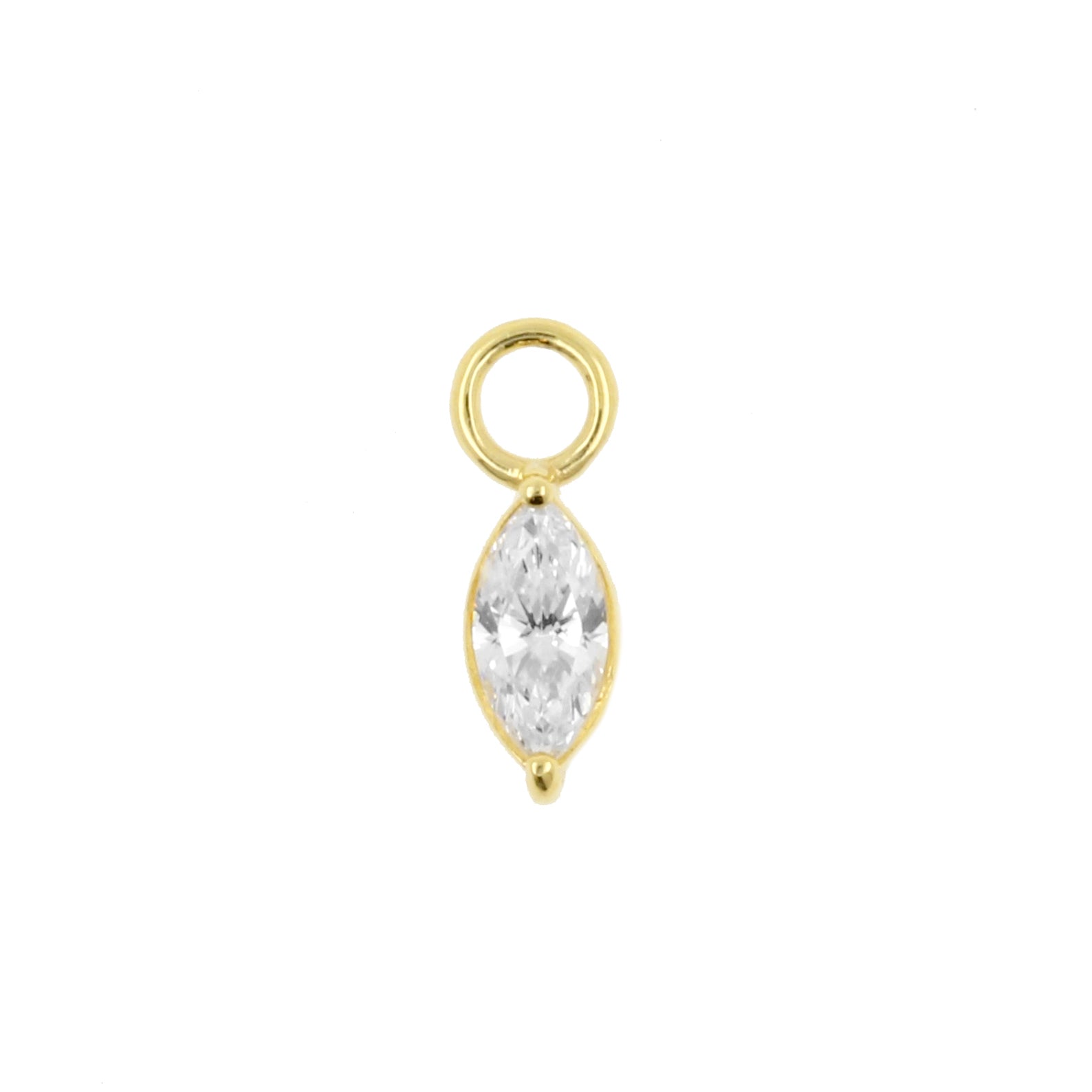 18 Karat Gold Click Ring Charm - Zirconia Marquise