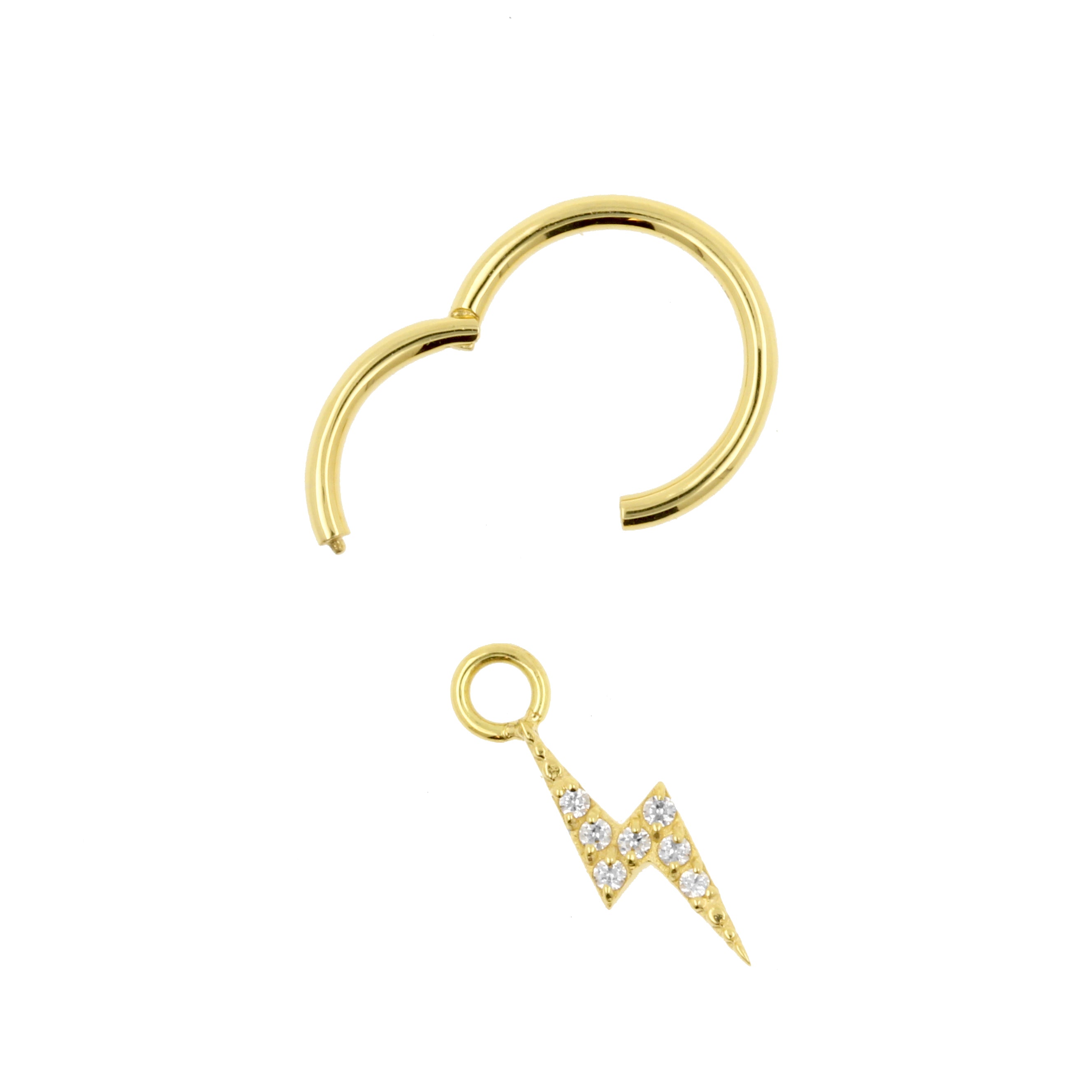 18 Karat Gold Click Ring Charm - Zirconia Flash