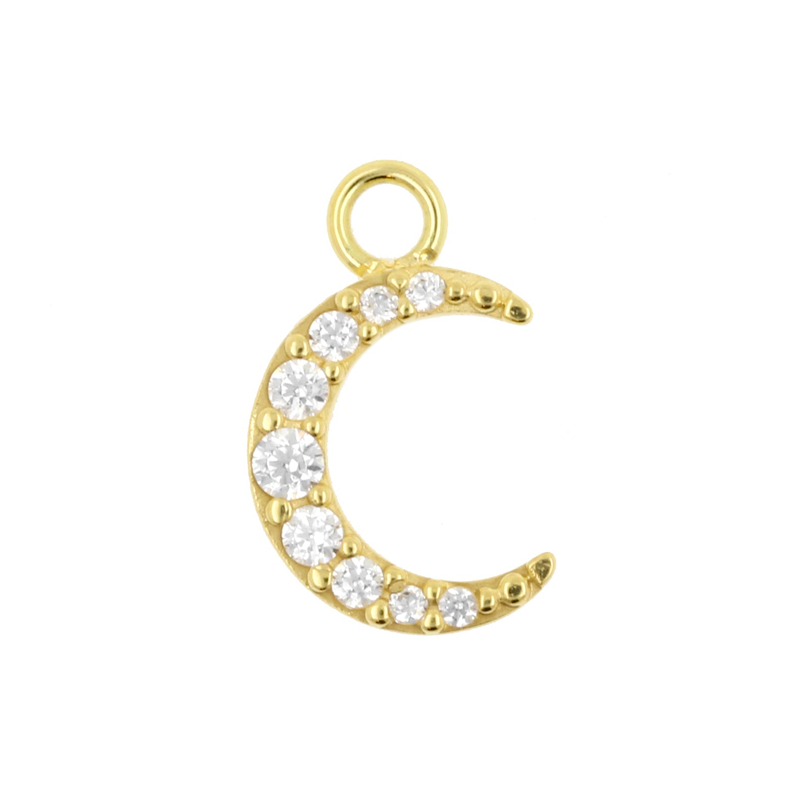 18 Karat Gold Click Ring Charm - Zirconia Moon