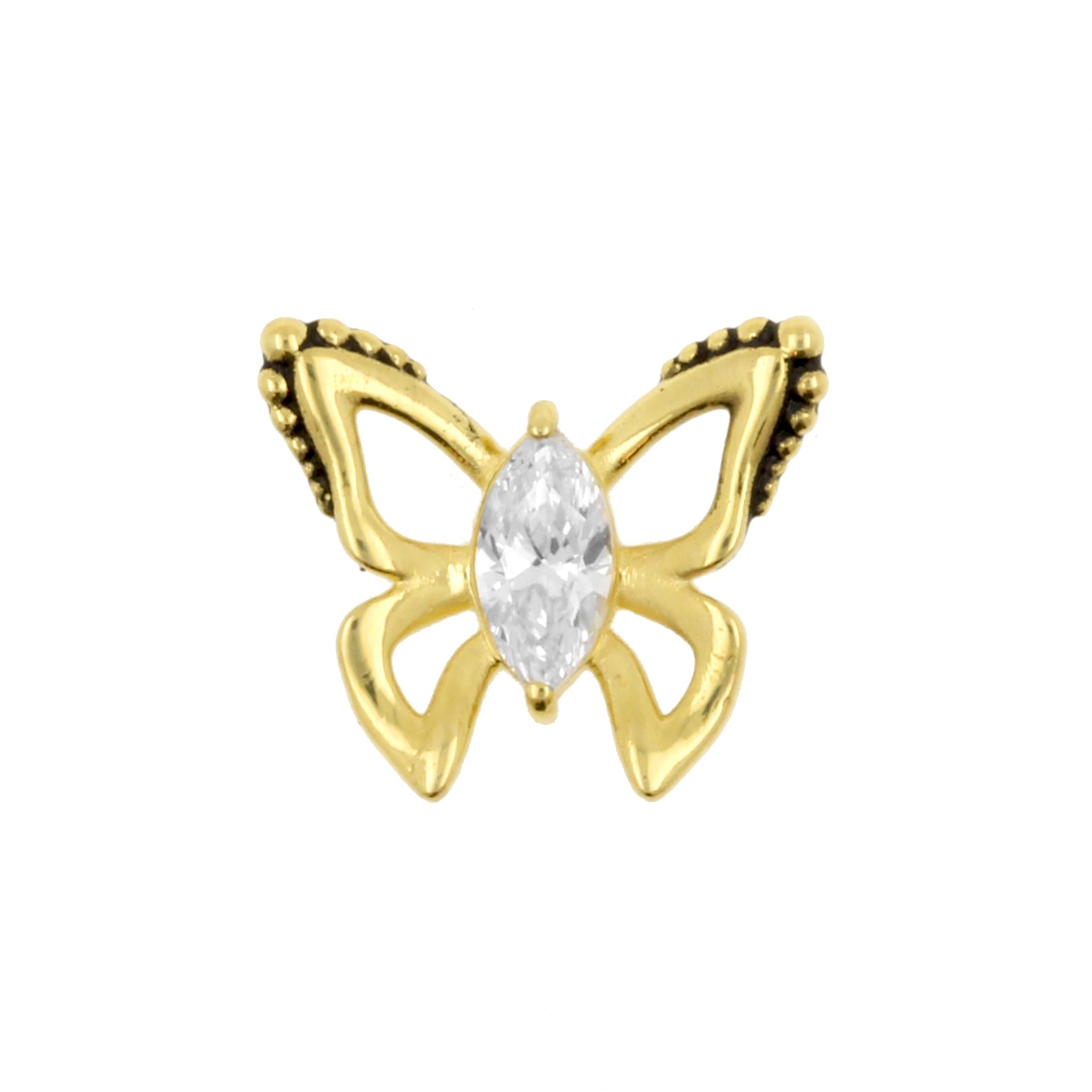 18 Karat Gold Click Ring Charm - Zirconia Butterfly