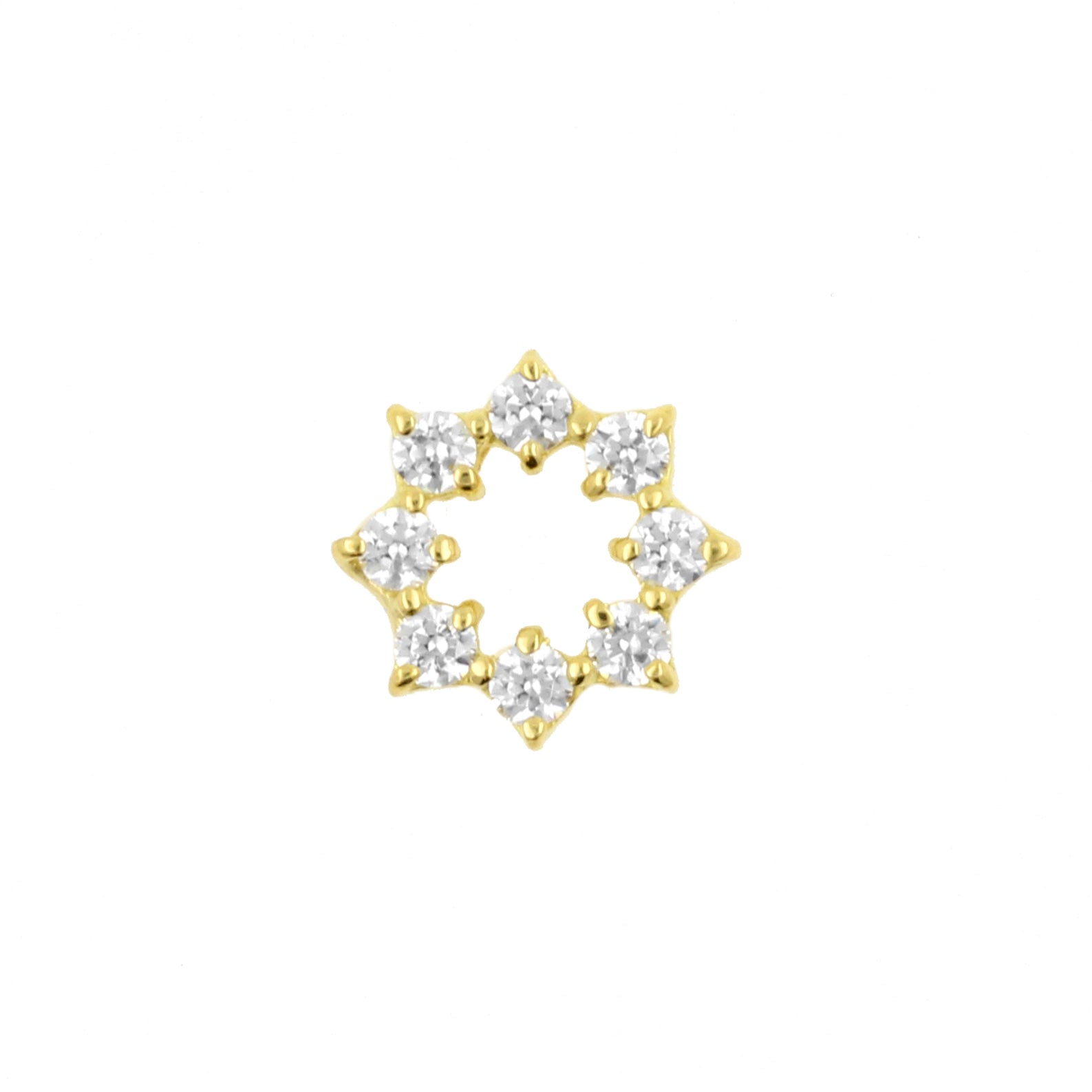 18 Karat Gold Click Ring Charm - Zirconia Gemmed Ring