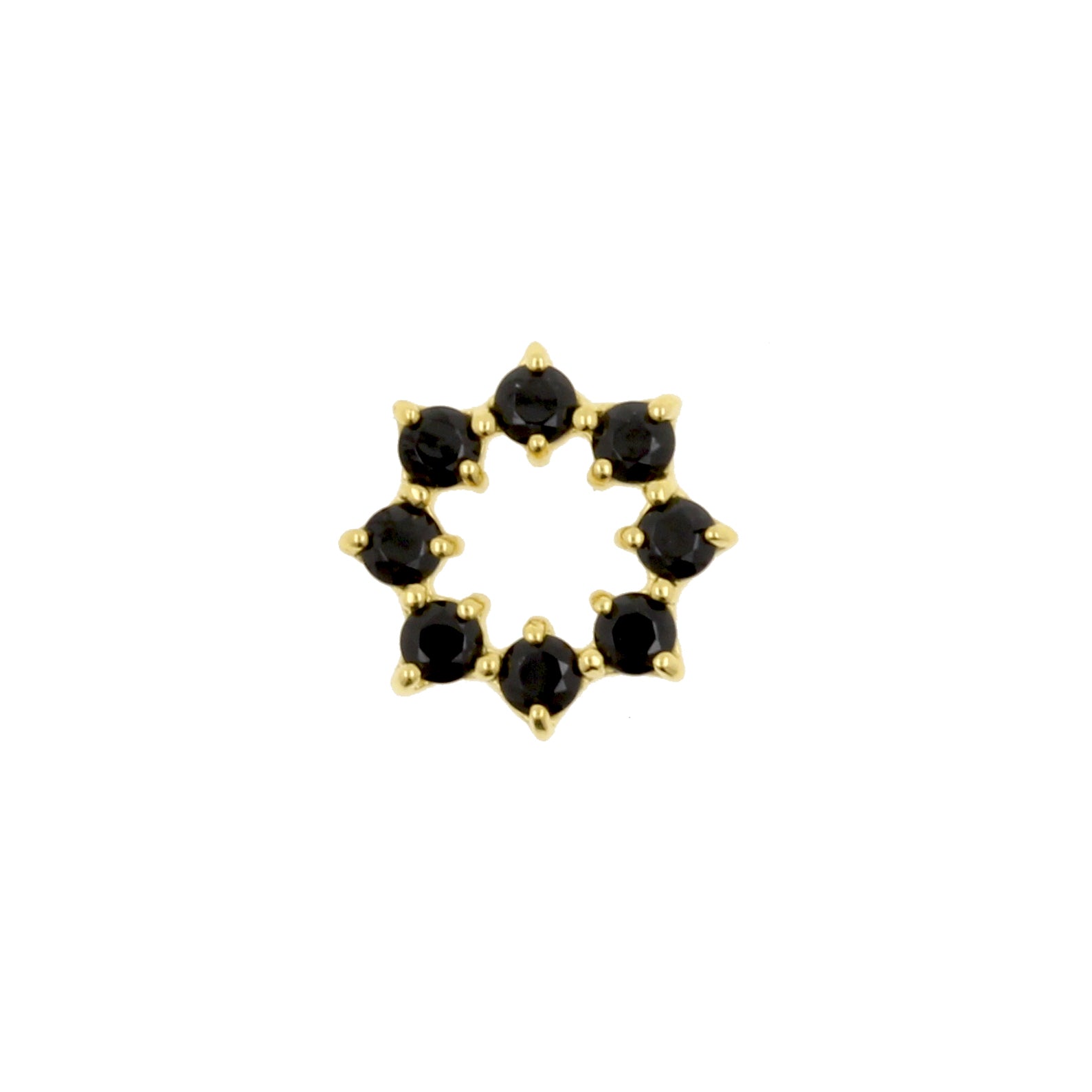 18 Karat Gold Click Ring Charm - Zirconia Gemmed Ring Black