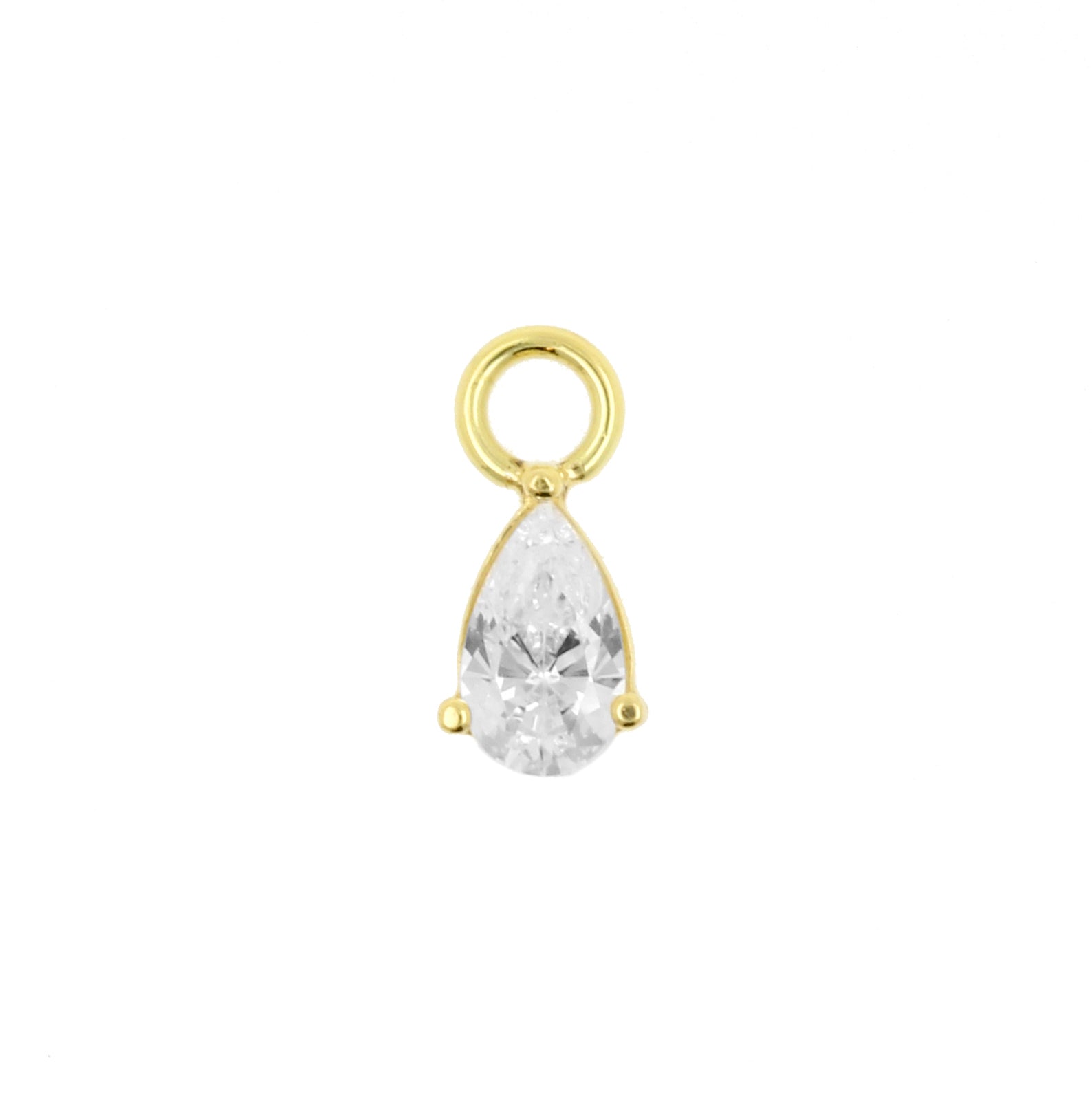 18 Karat Gold Click Ring Charm - Zirconia Droplet