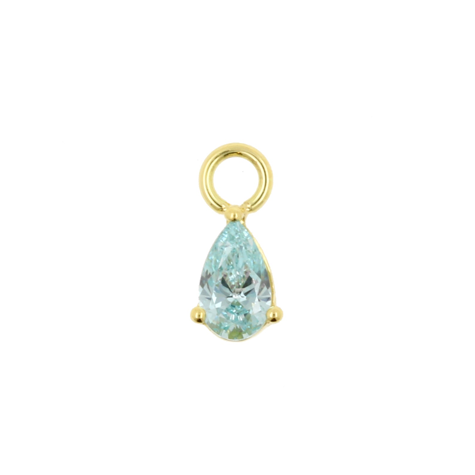 18 Karat Gold Click Ring Charm - Zirconia Droplet Frost Mint