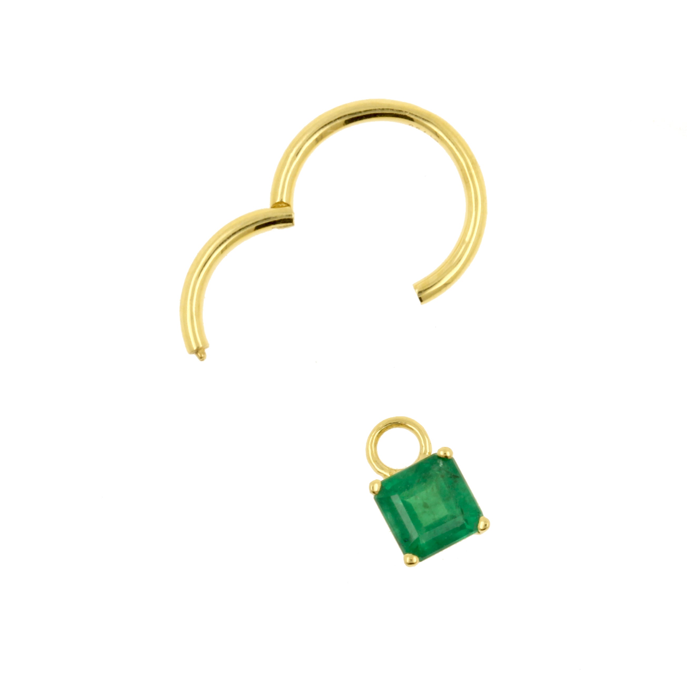 18 Karat Gold Click Ring Charm - Emerald Square