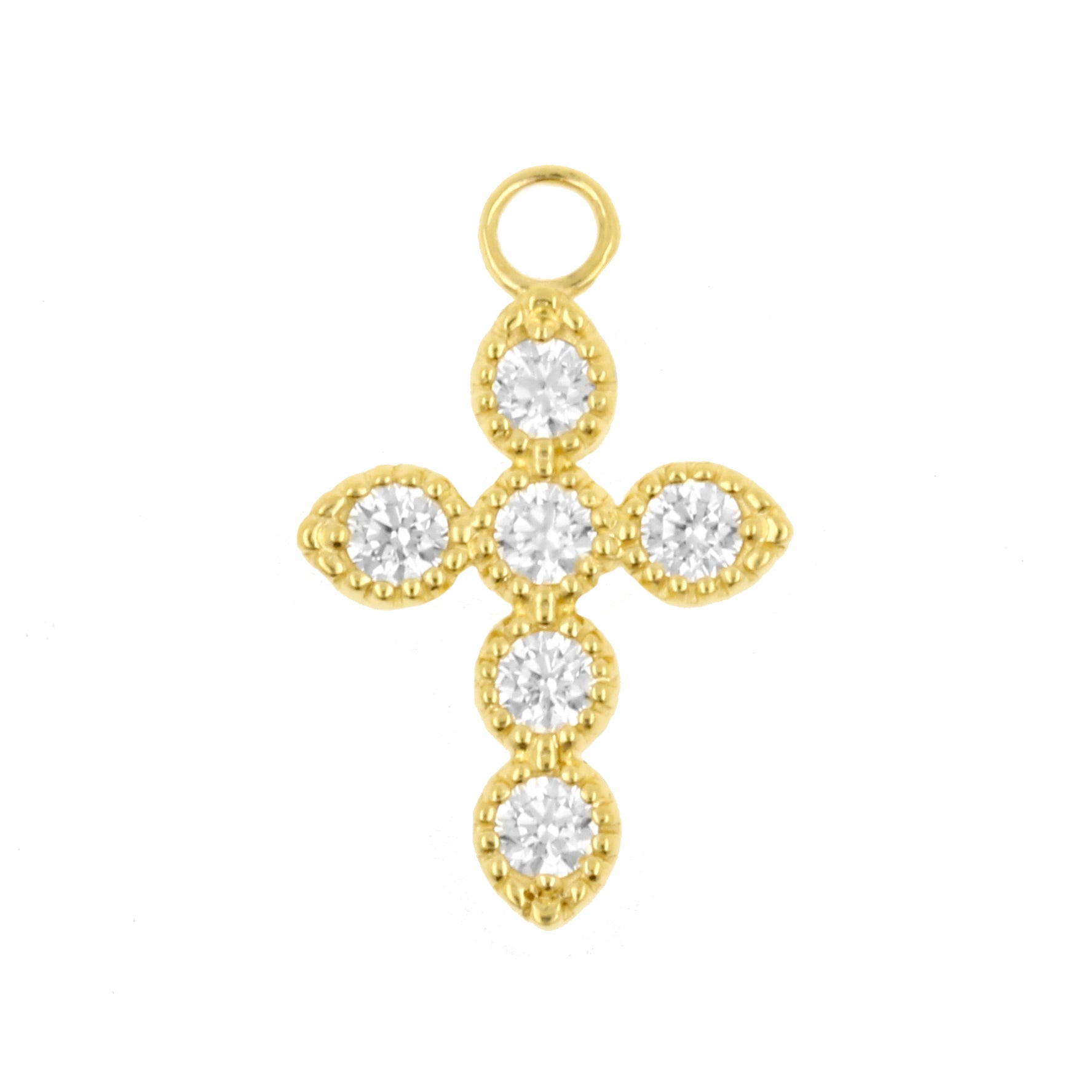 18 Karat Gold Click Ring Charm - Cross Zirconia