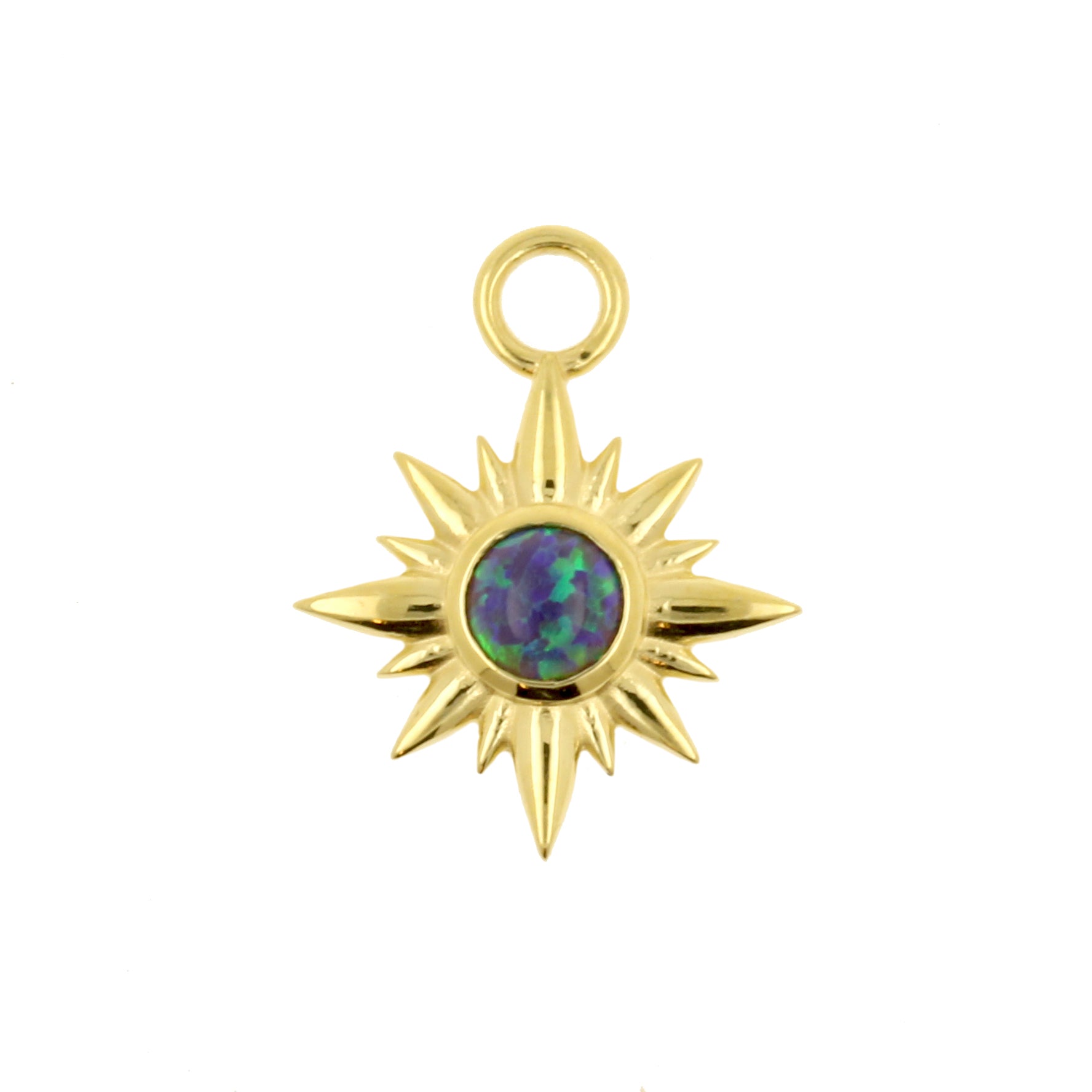 18 Karat Gold Click Ring Charm - Opal Star