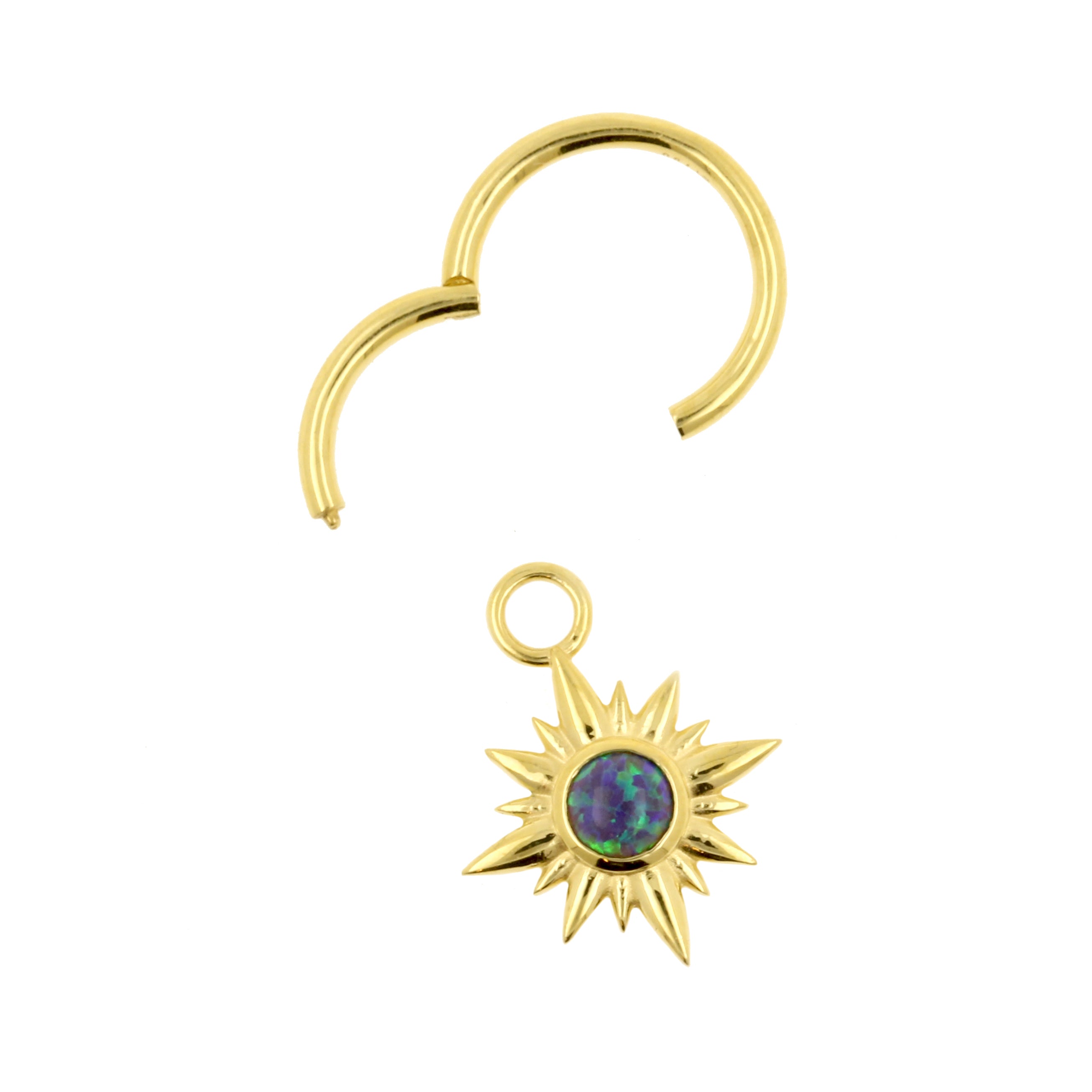 18 Karat Gold Click Ring Charm - Opal Star