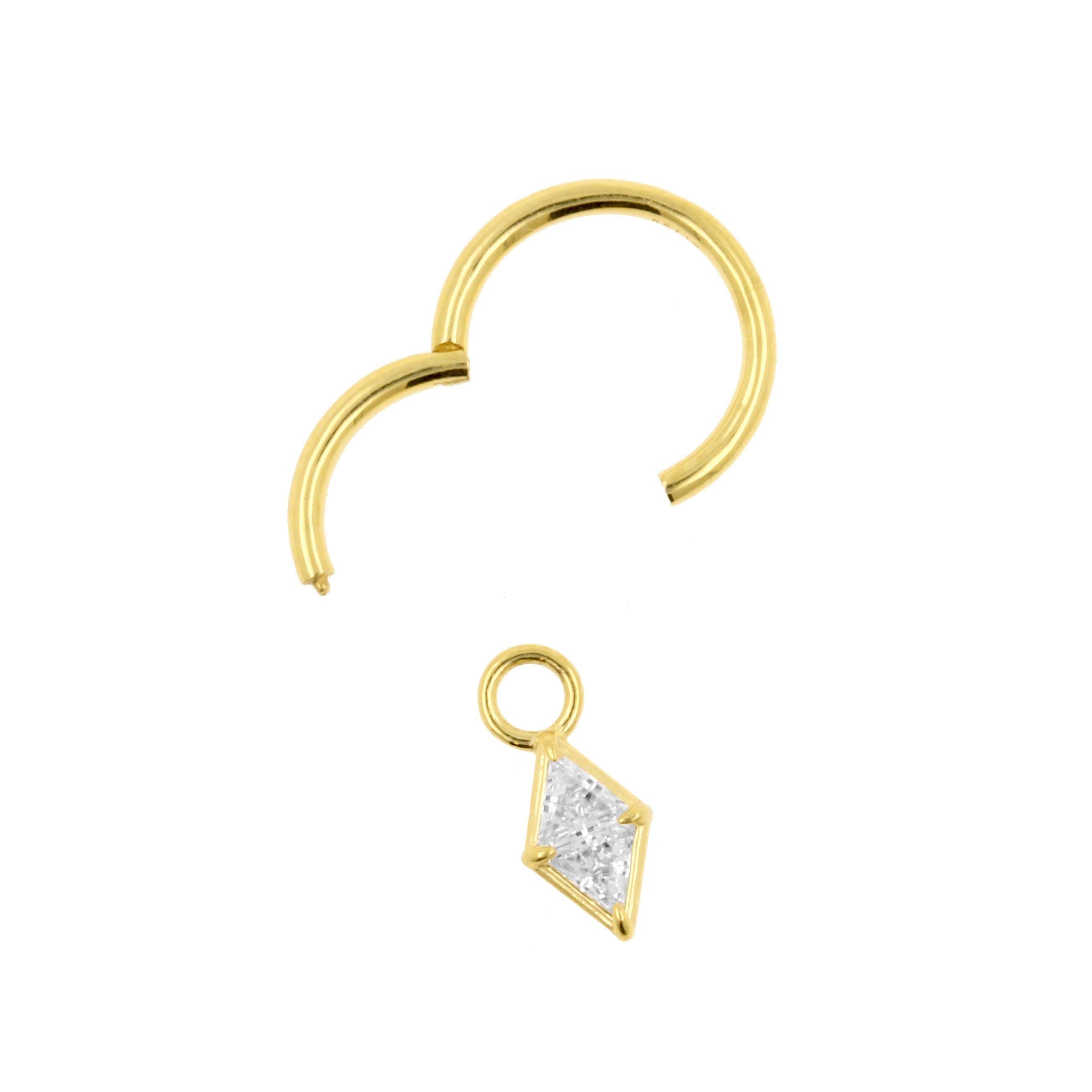 18 Karat Gold Click Ring Charm - Zirconia Diamond