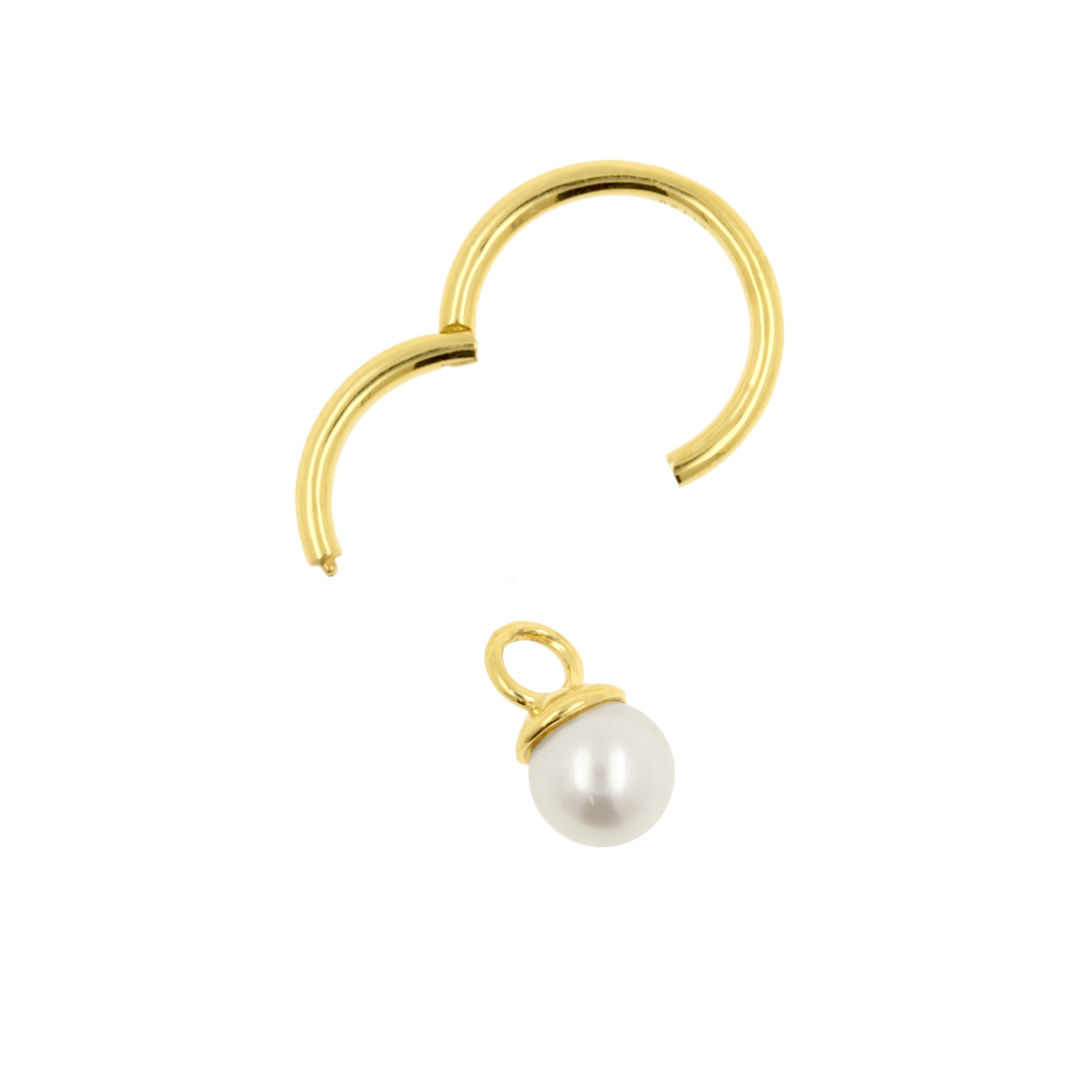 18 Karat Gold Click Ring Charm - Freshwater Pearl