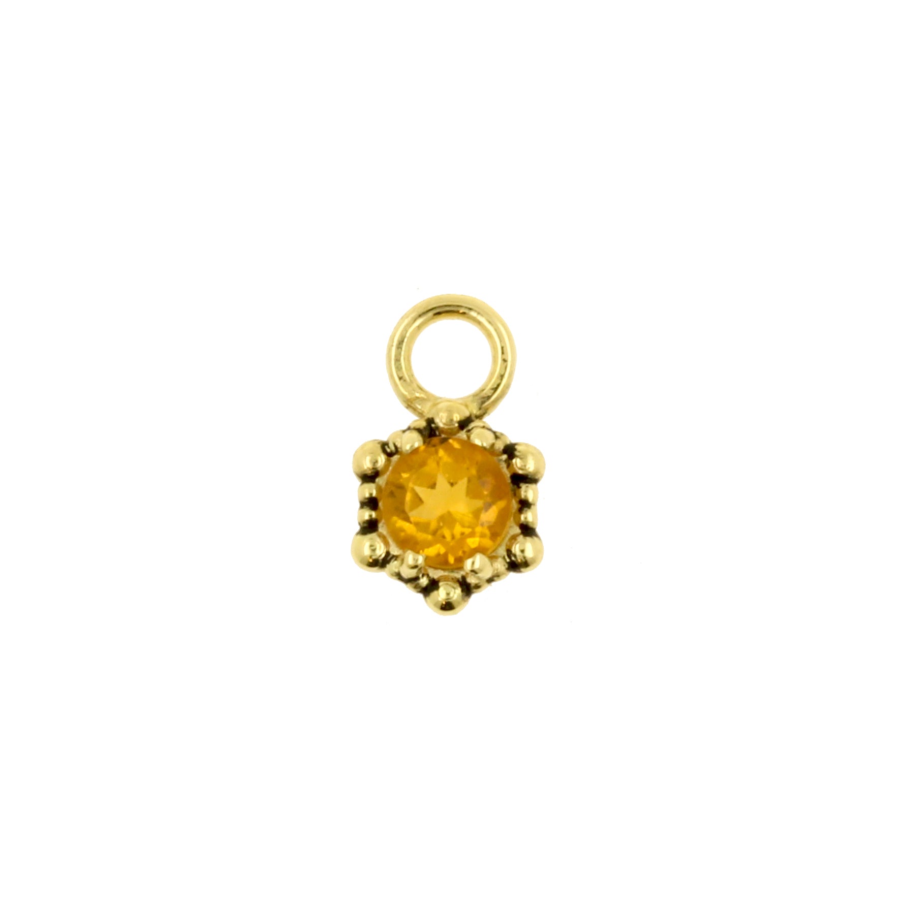 18 Karat Gold Click Ring Charm - Vintage Dots Citrine