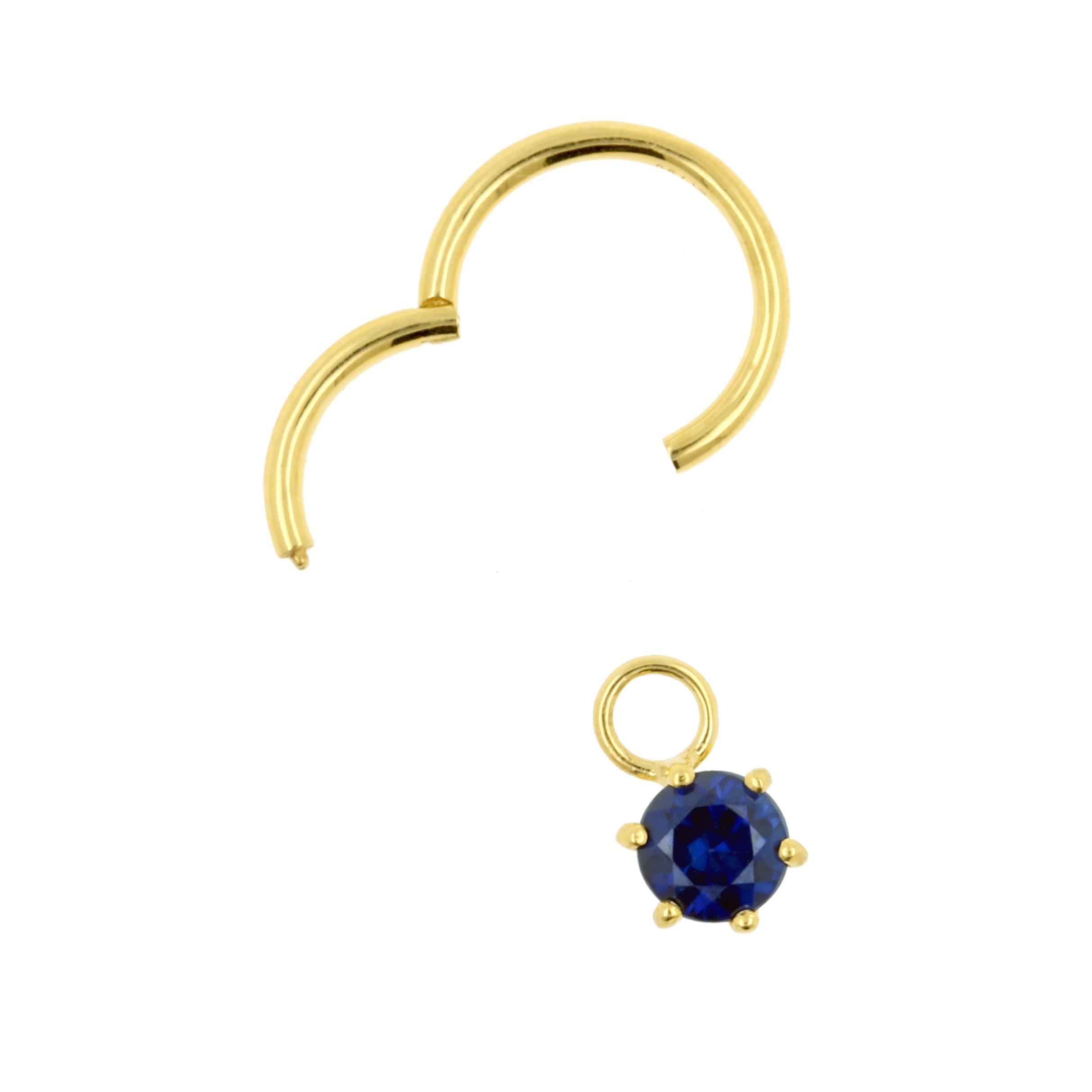 18 Karat Gold Click Ring Charm - Diffusion Sapphire Round