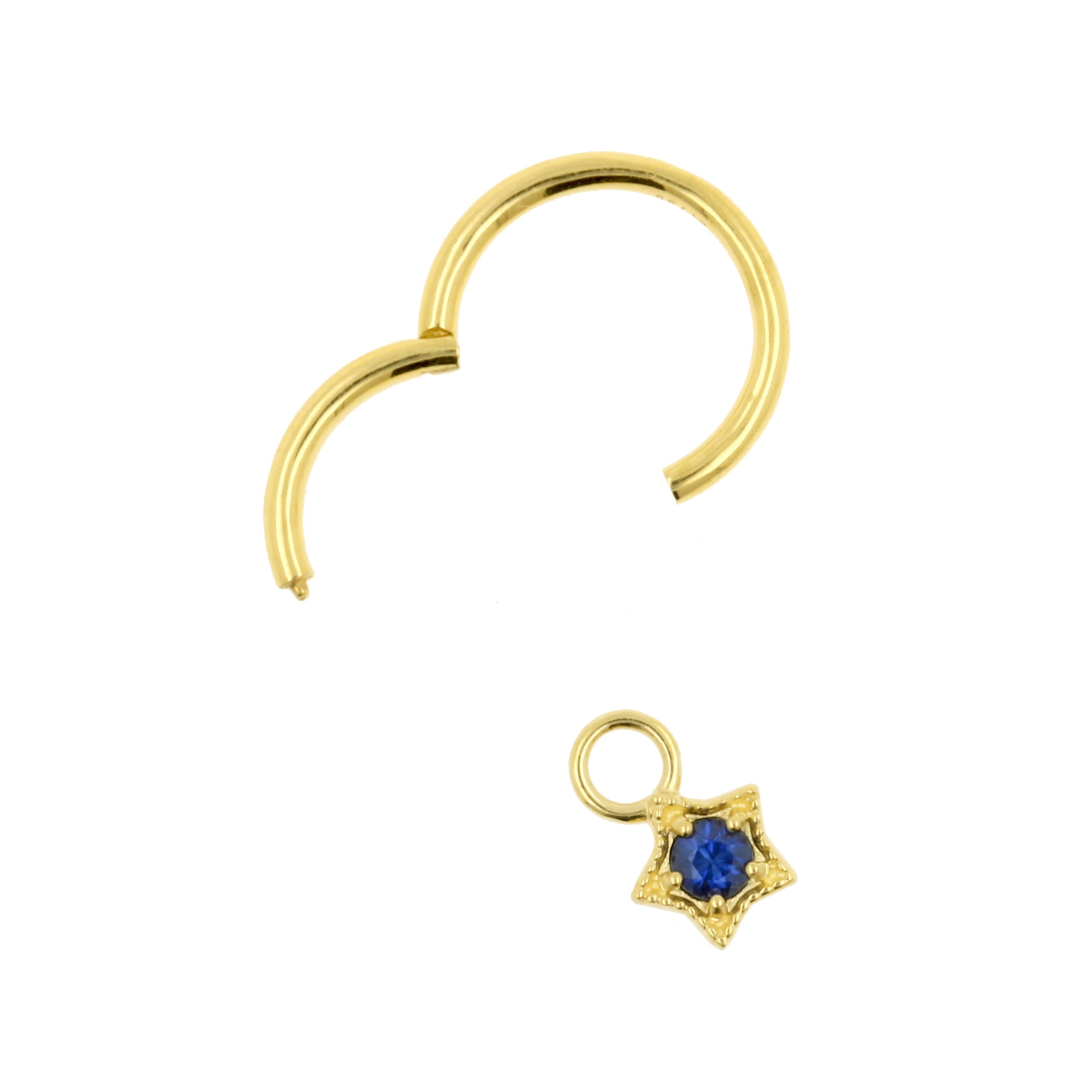 18 Karat Gold Click Ring Charm - Diffusion Sapphire Star