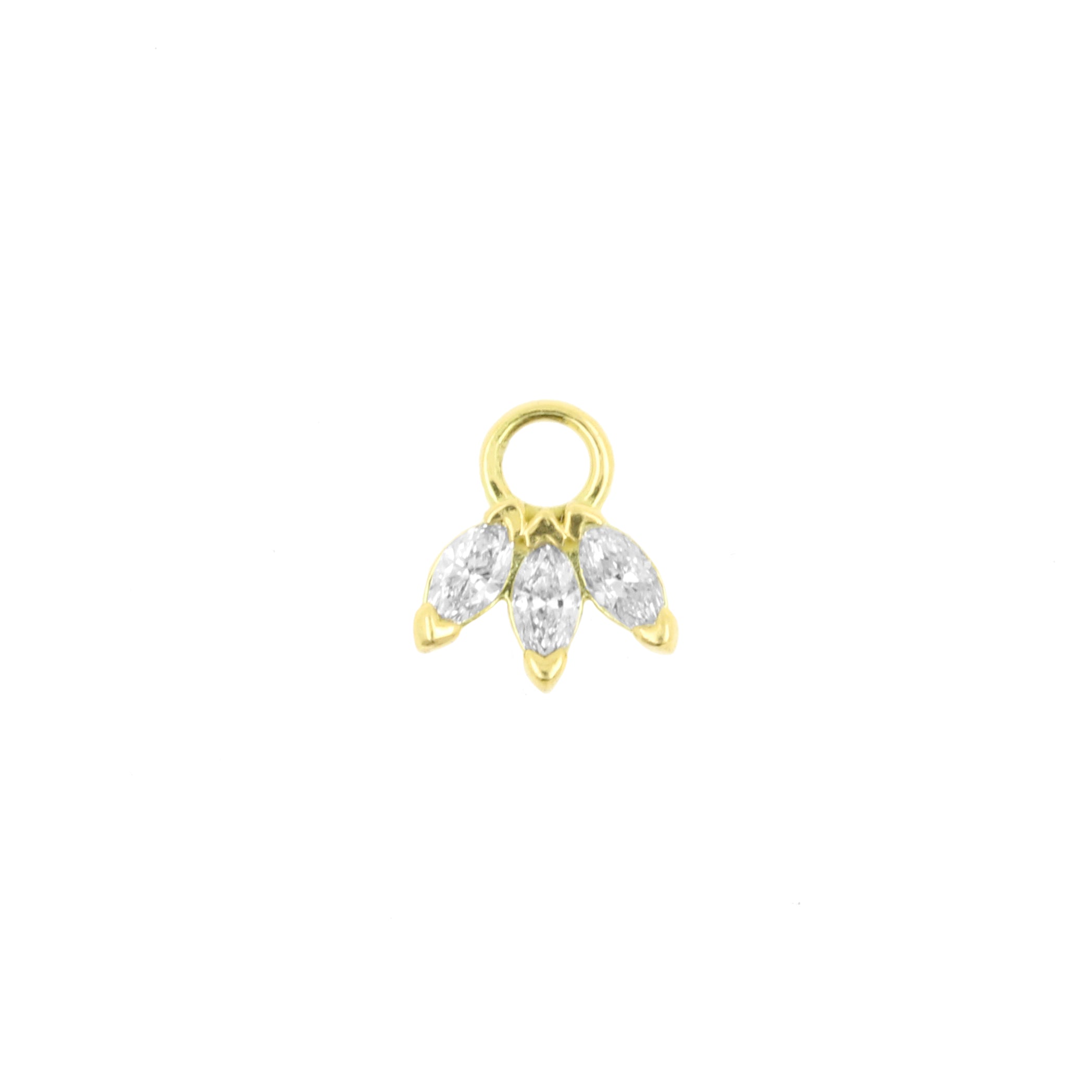 18 Karat Gold Click Ring Charm - Marquise Diamond