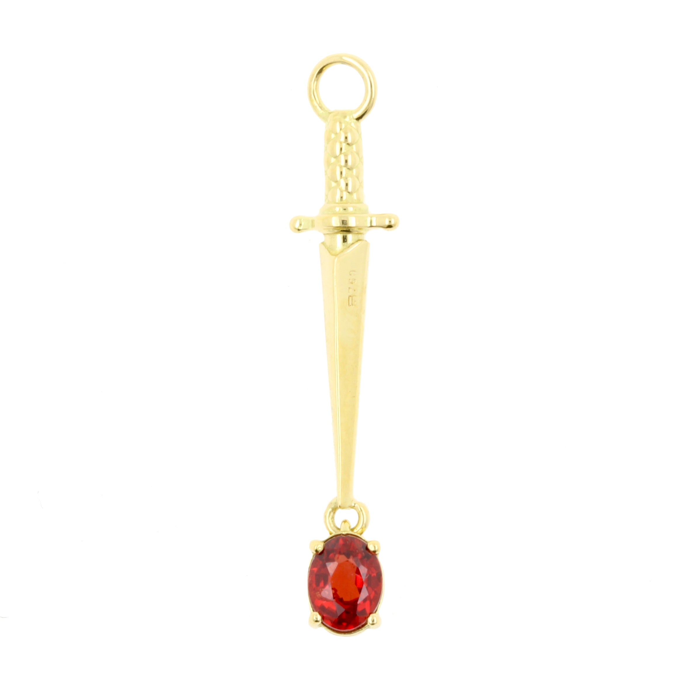 18 Karat Gold Click Ring Charm - Dagger Songea Sapphire