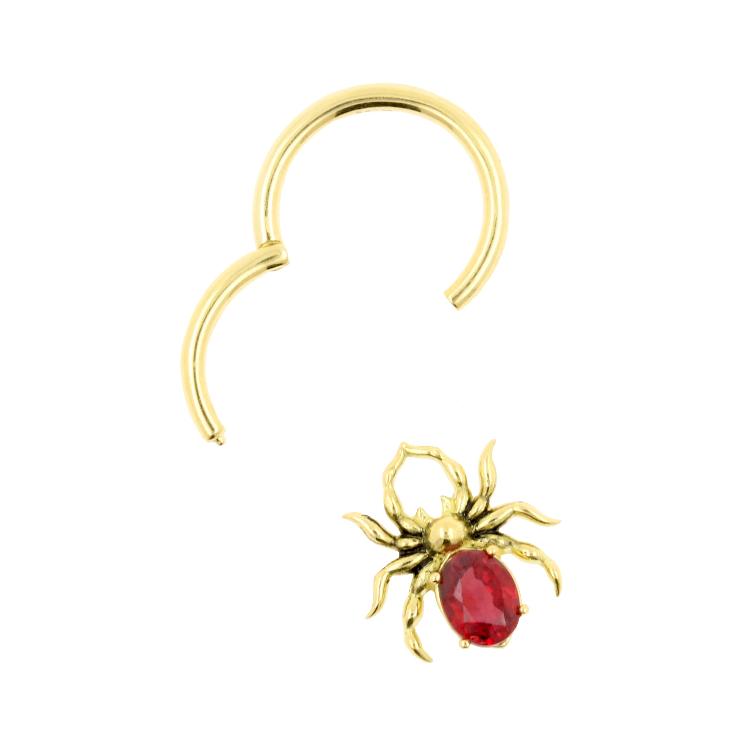 18 Karat Gold Click Ring Charm - Spider Songea Sapphire