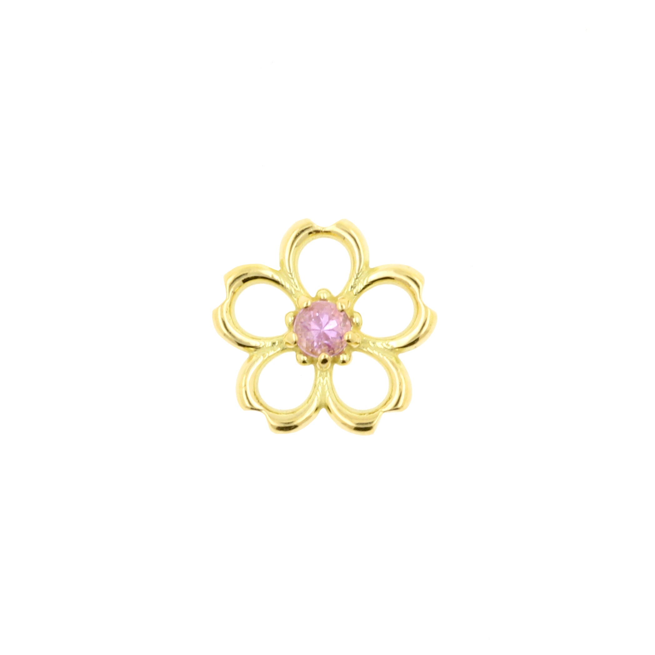 18 Karat Gold Click Ring Charm - Sakura Pink Sapphire