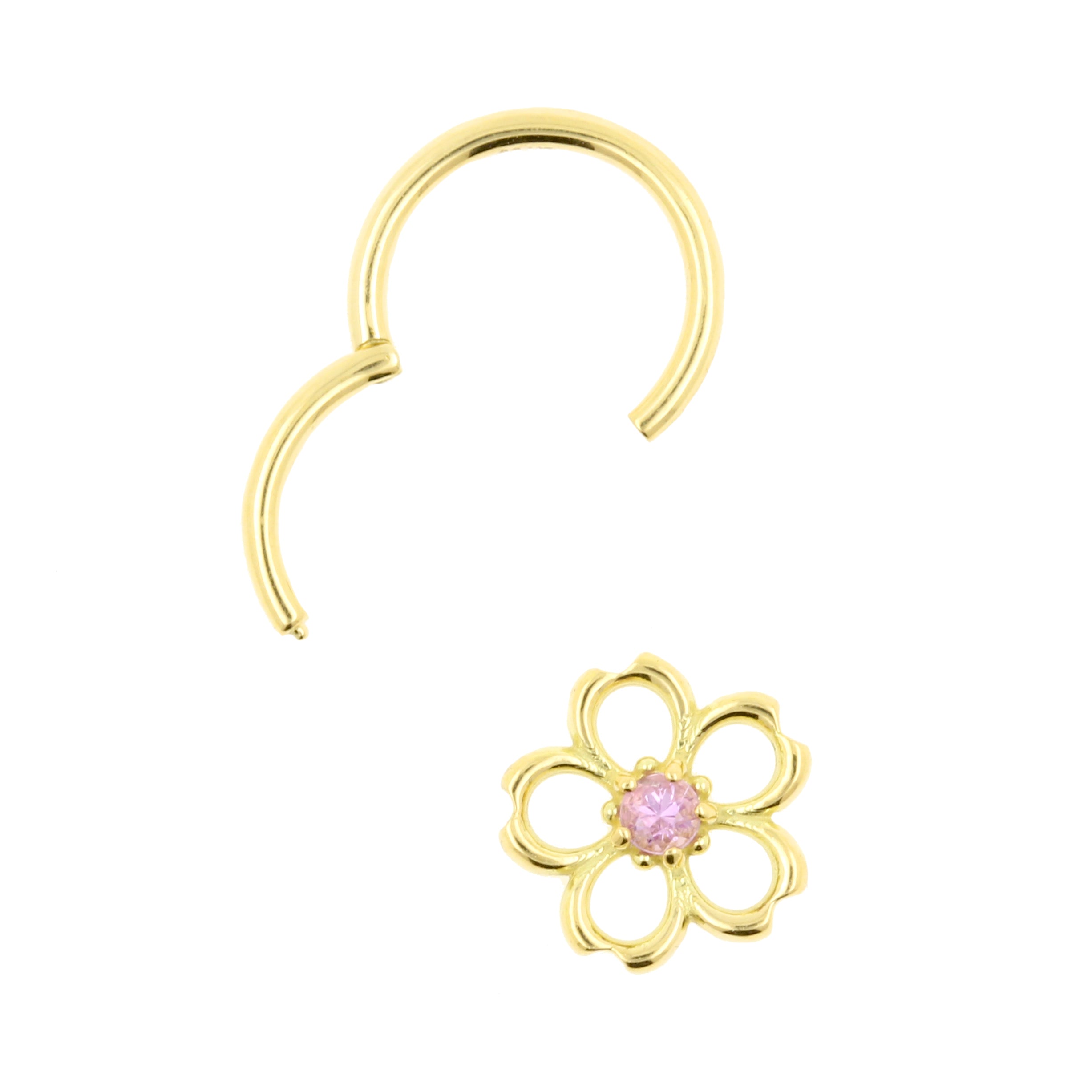 18 Karat Gold Click Ring Charm - Sakura Pink Sapphire