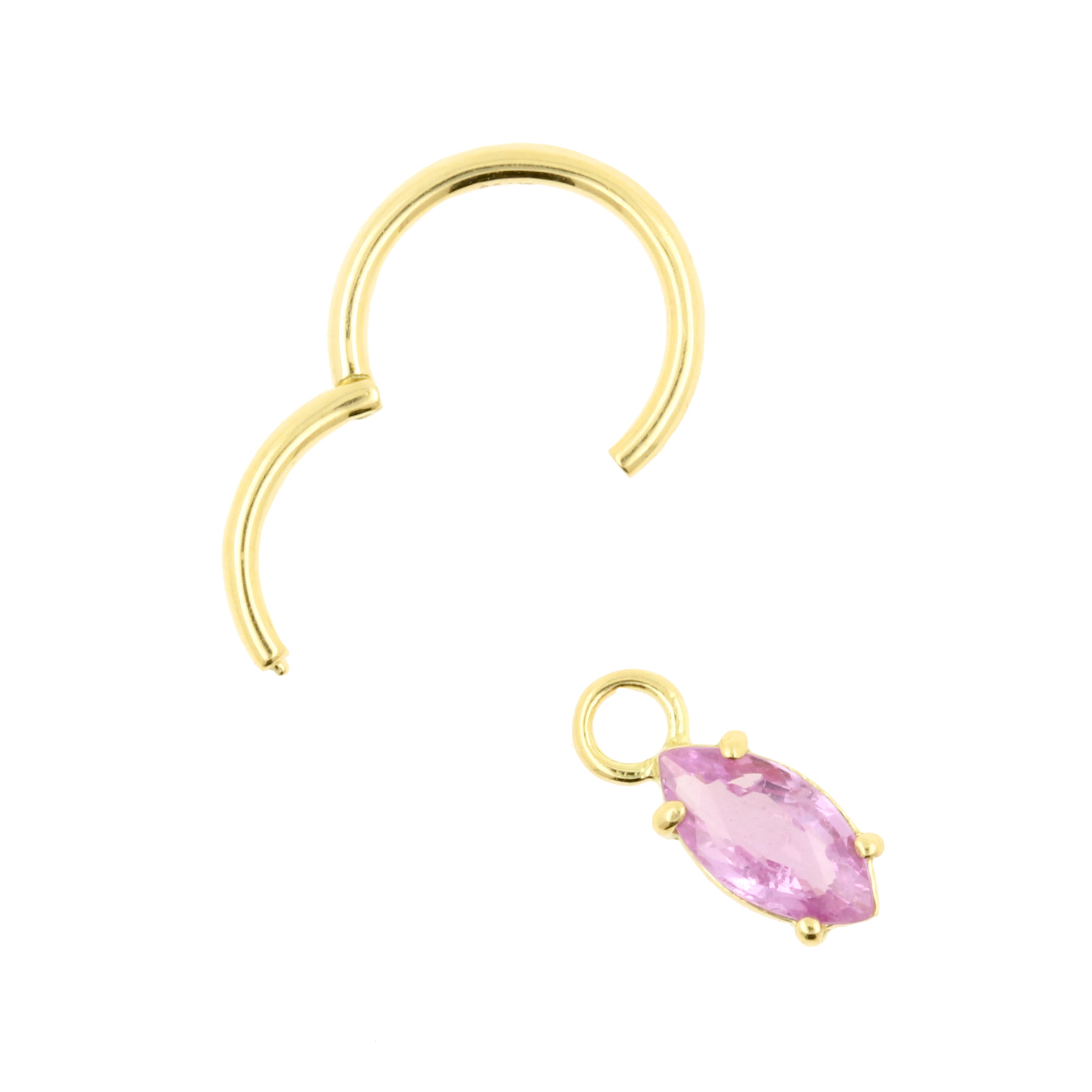 18 Karat Gold Click Ring Charm - Marquise Pink Sapphire