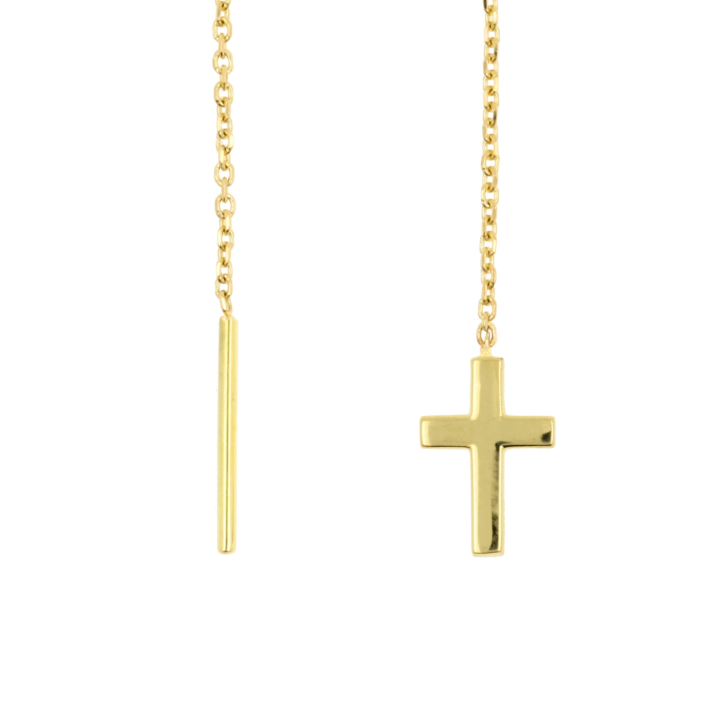 18 Karat Gold Ear Threader - Cross