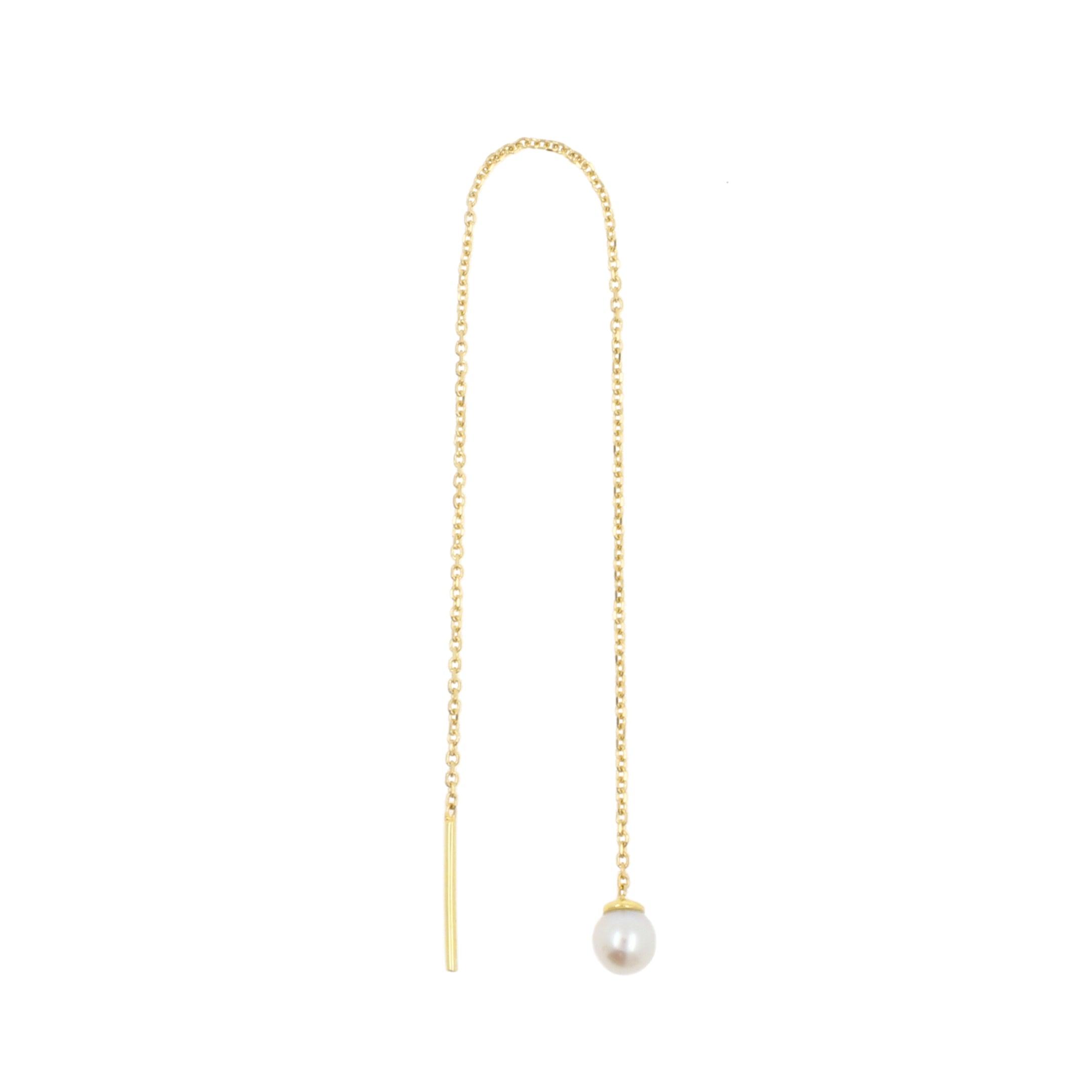 18 Karat Gold Ear Threader - Pearl