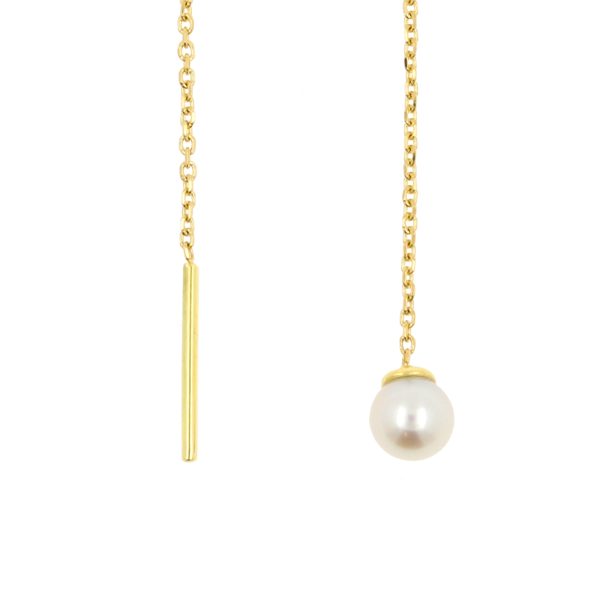 18 Karat Gold Ear Threader - Pearl