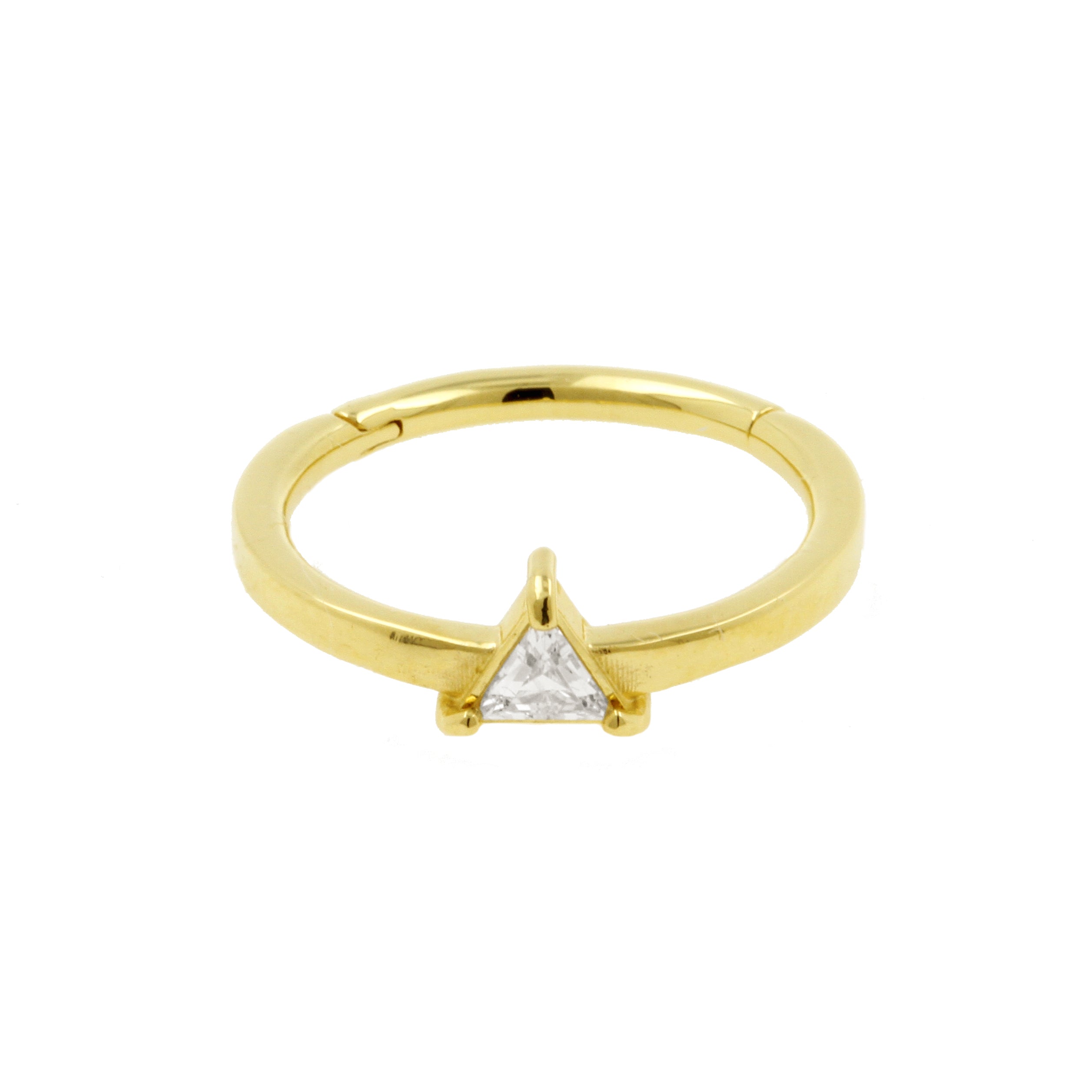 18 Karat Gold Conch Clicker - Zirconia Triangle